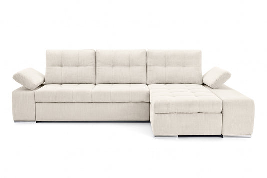 Colțar Extensibil VENETIA, cu ladă de depozitare, variante stânga/dreapta 290x170x80 cm, #color_Crem-Memphis