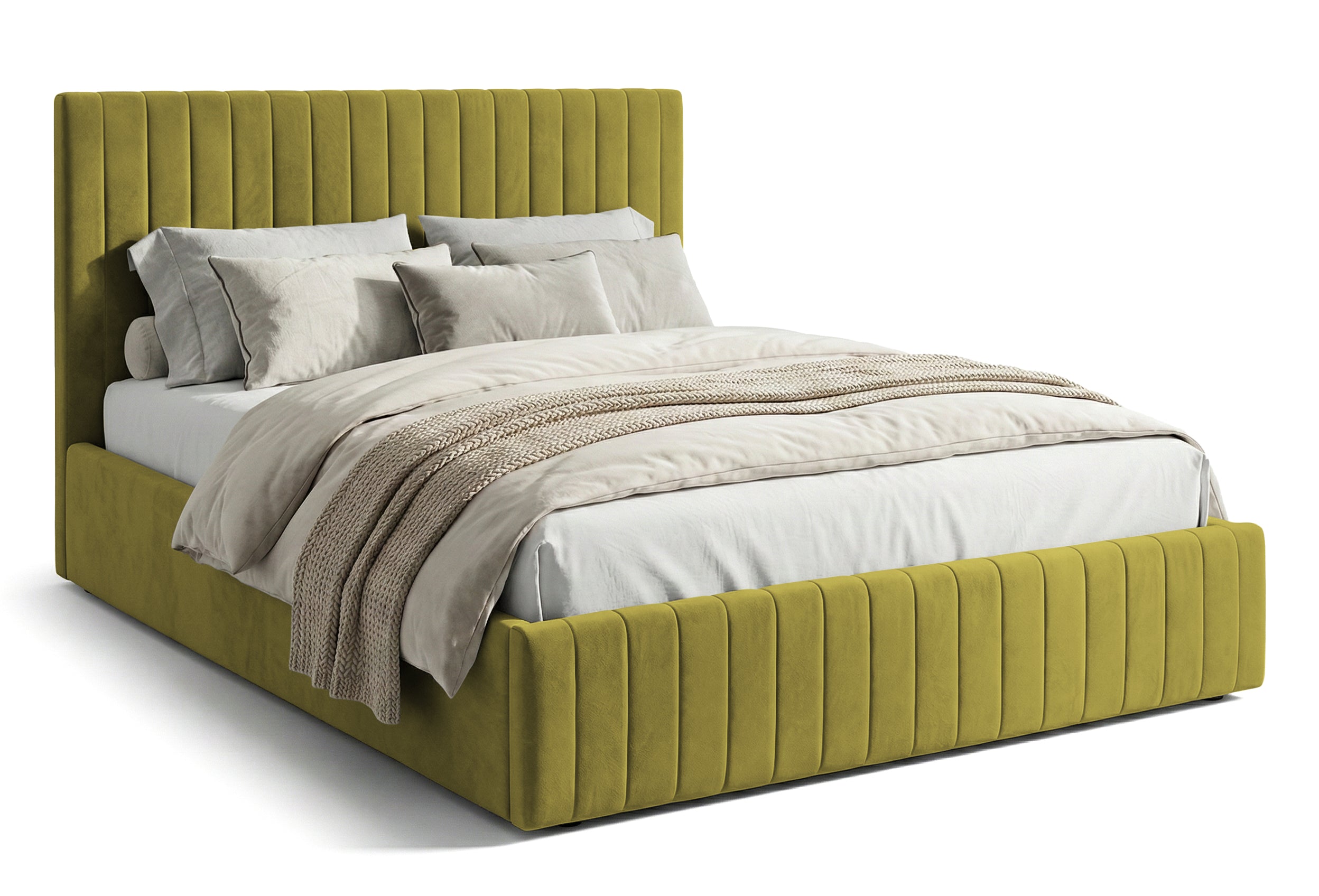 Pat Tapițat Sara, cu somieră rabatabilă și ladă depozitare #color_Verde-Velluto