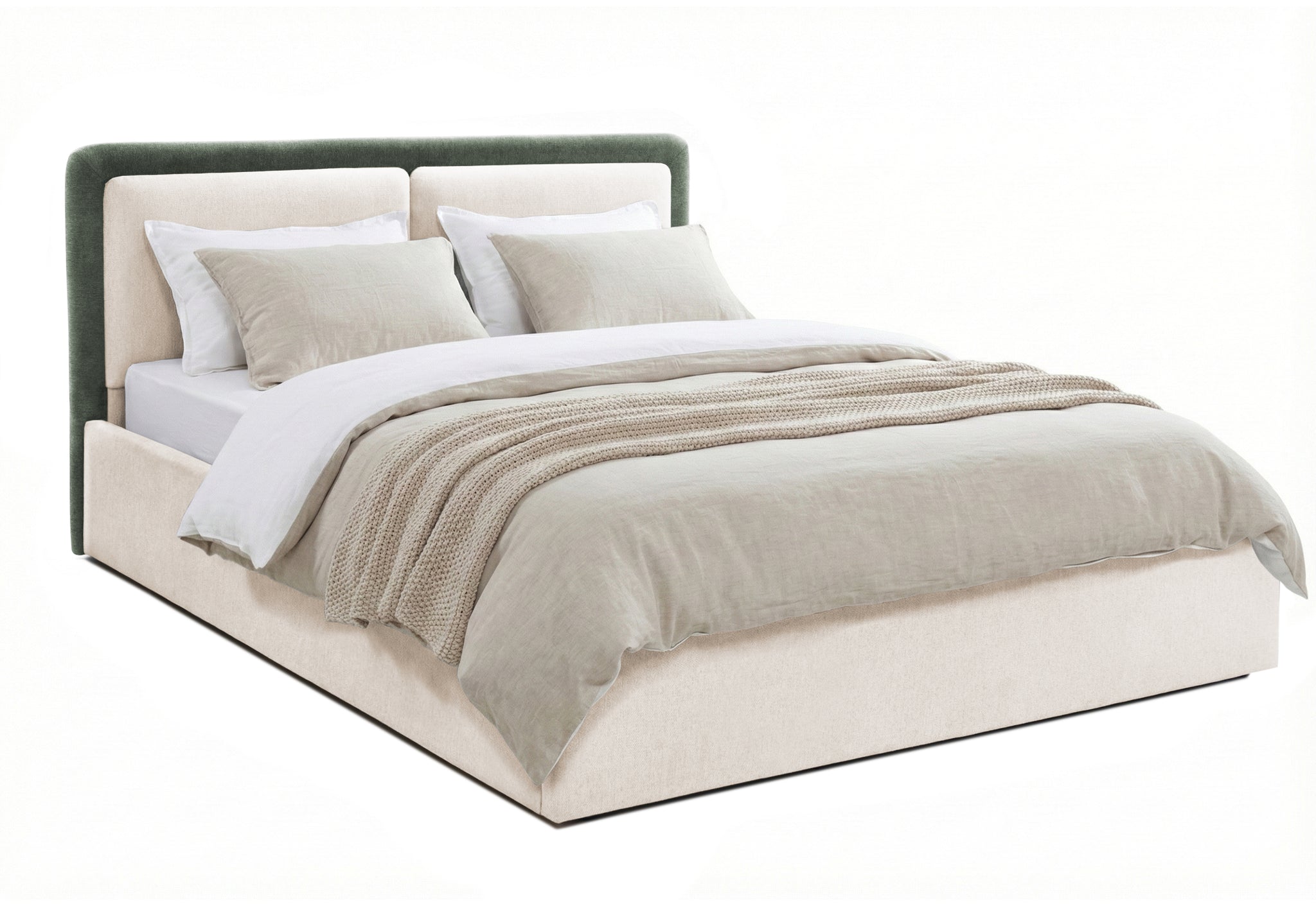 Pat Tapițat PIEMONTE, cu somieră rabatabilă și ladă de depozitare