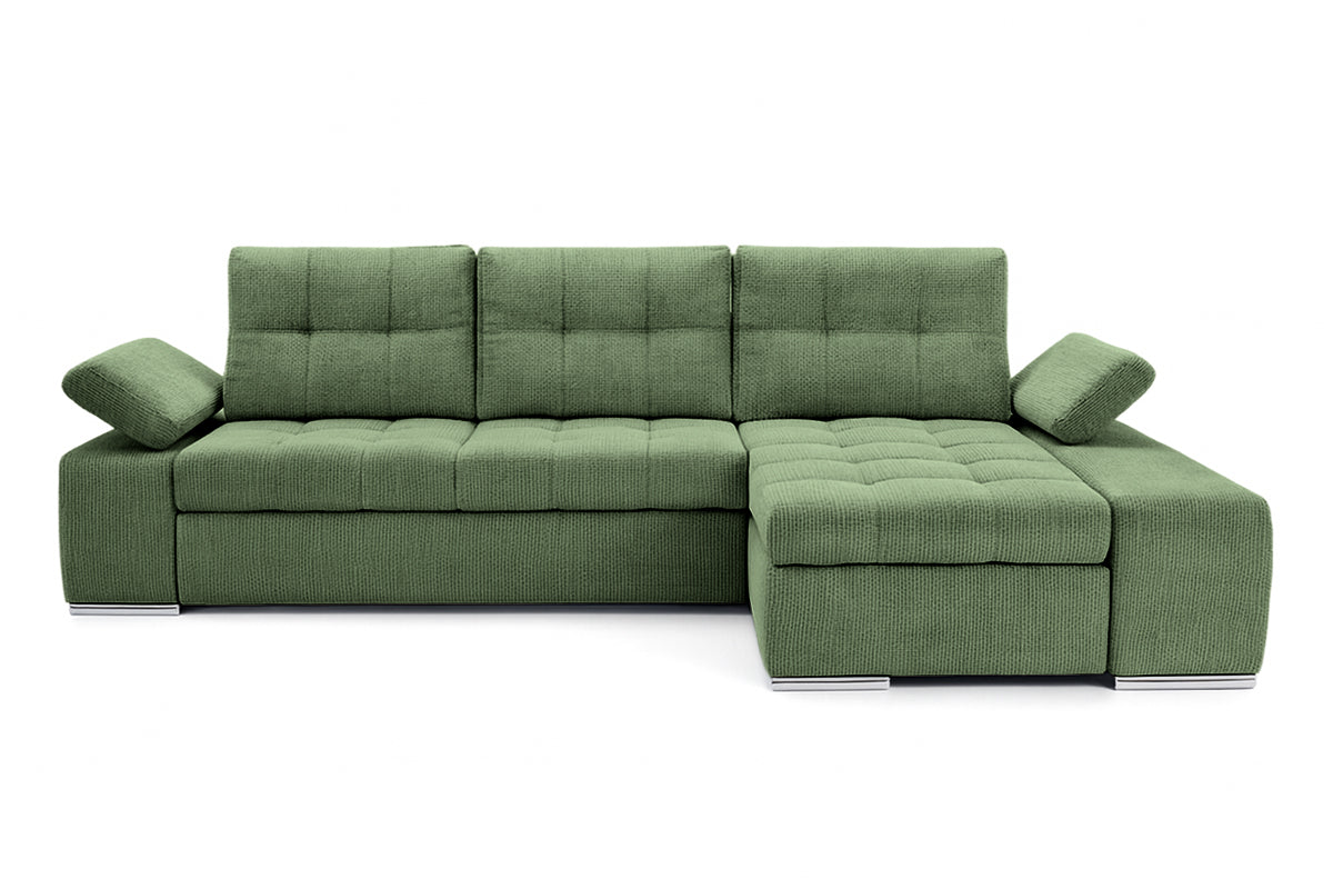 Colțar Extensibil VENETIA, cu ladă de depozitare, variante stânga/dreapta 290x170x80 cm, #color_Verde-Memphis
