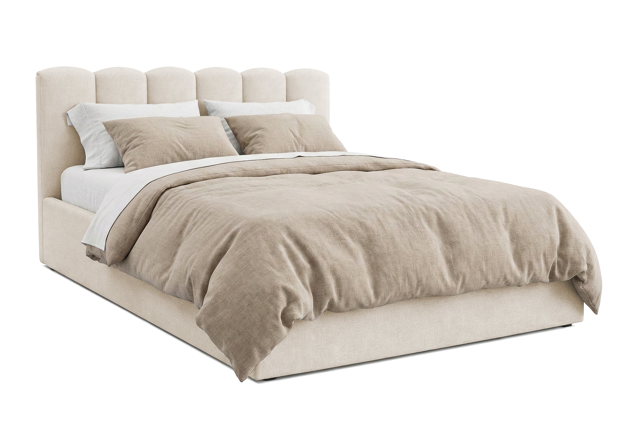 Pat Tapițat PRINCESS, cu somieră rabatabilă și ladă de depozitare, #color_Crem-Mystery