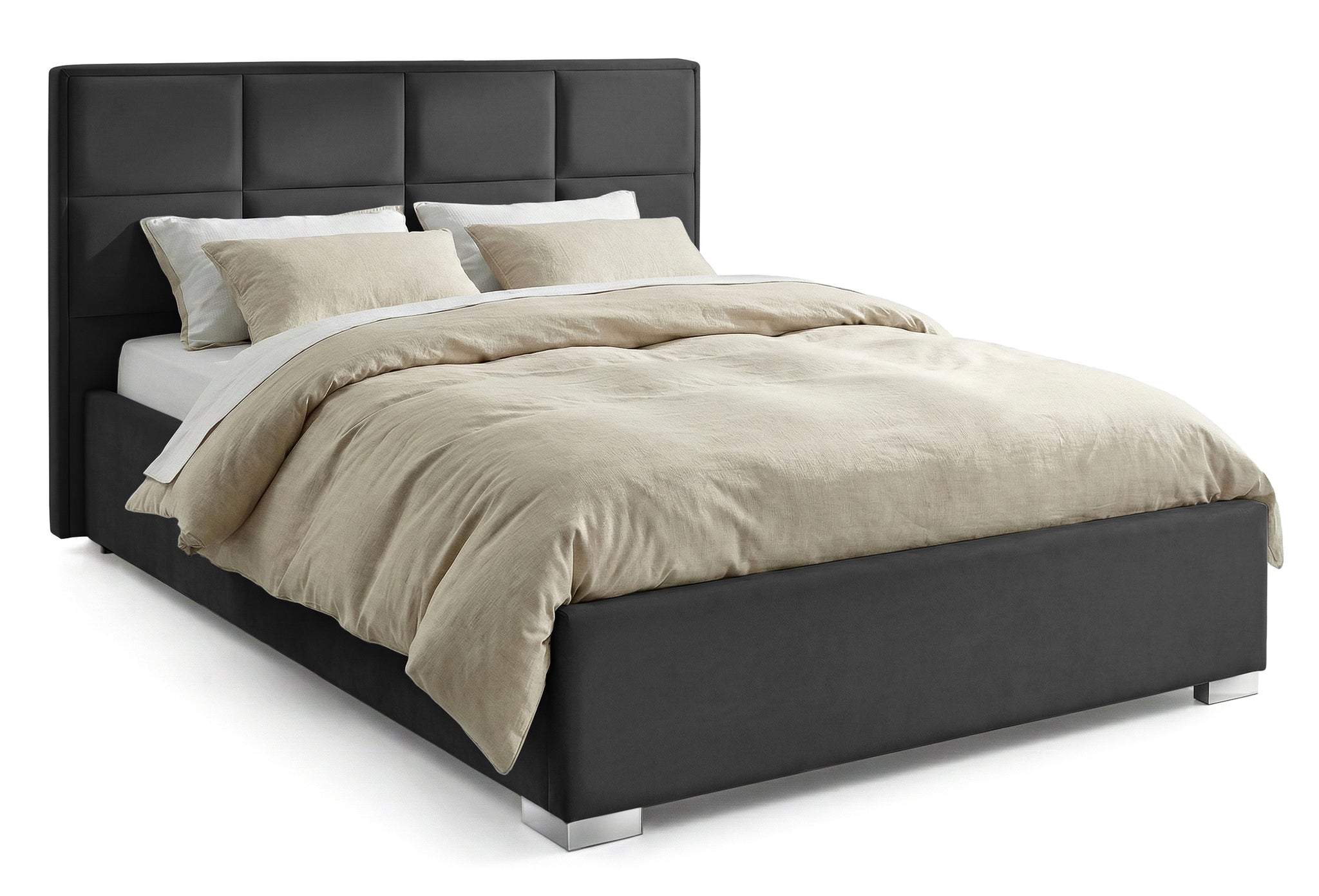 Pat Tapițat Melbourne, cu somieră rabatabilă și ladă de depozitare