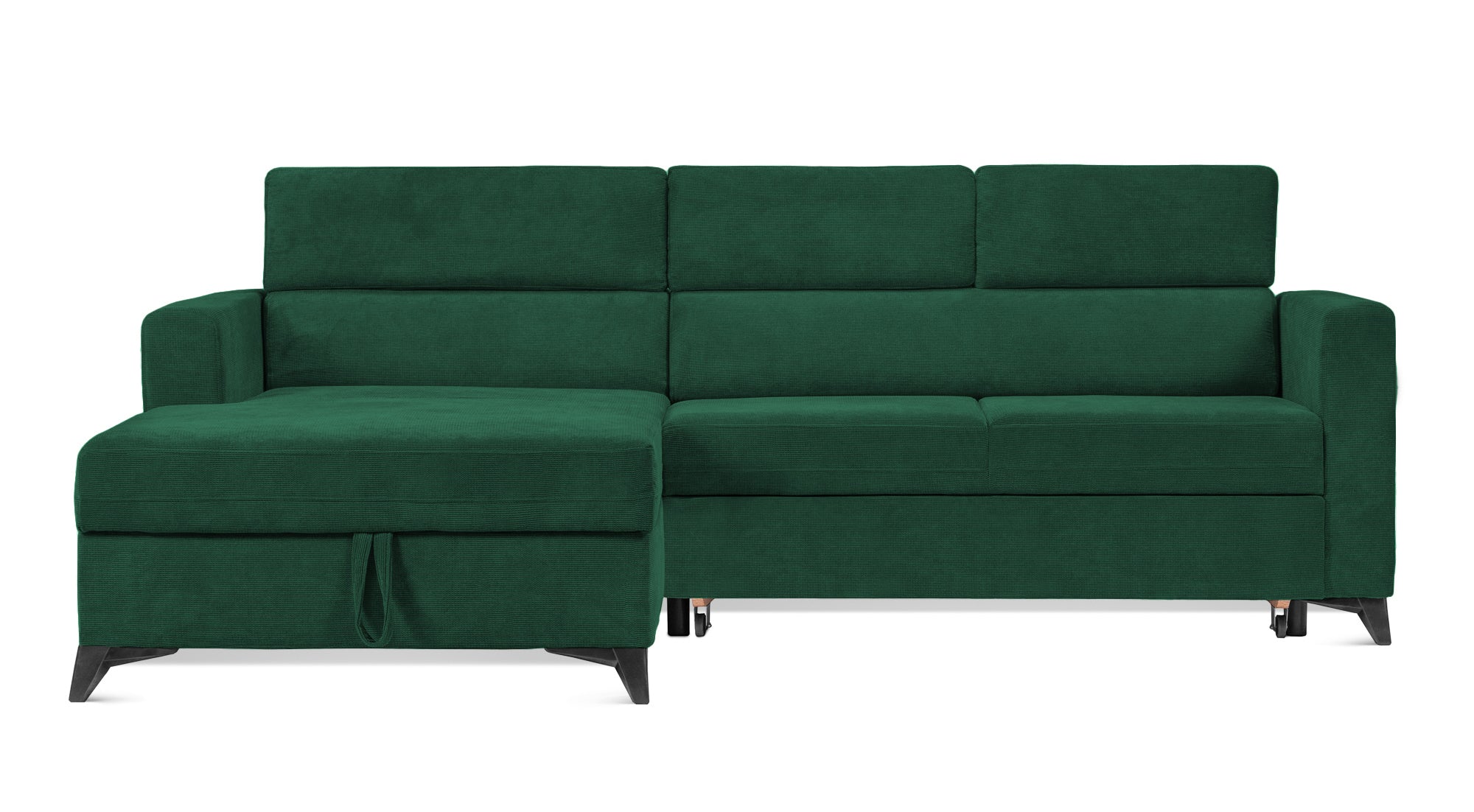 Colțar Extensibil MIZZONI, cu lada depozitare, variante stânga/dreapta, tetiere reglabile, 250 x 175 x 94 cm #color_Verde-Run-Again