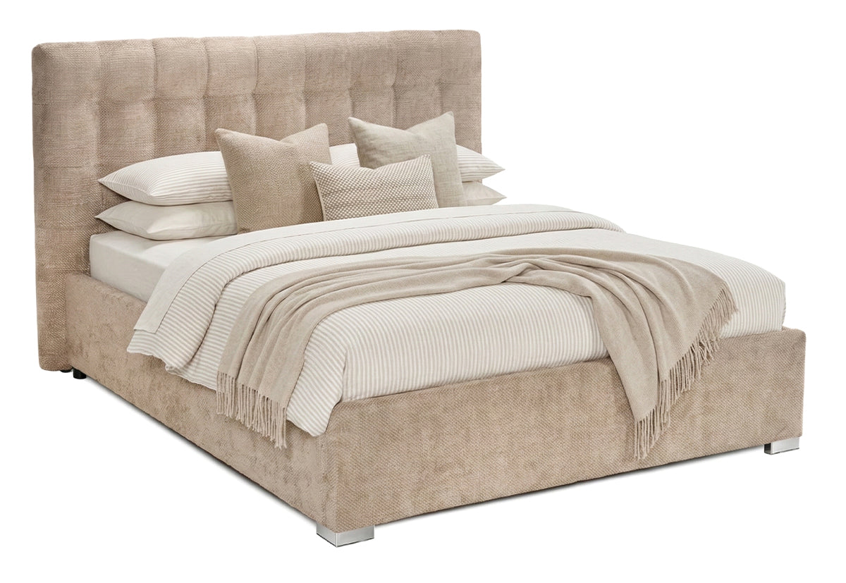Pat Tapițat Strasbourg Premium, cu somieră rabatabilă și ladă depozitare, #color_Bej-Eden