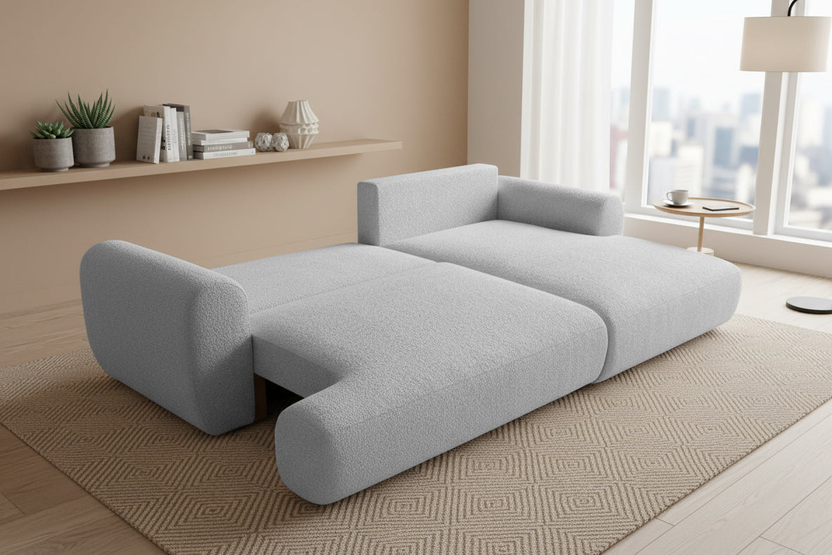 Colțar Extensibil 3 locuri NOA, cu ladă de depozitare, 270x155x80 cm, #color_Gri-Argintiu-Anthology