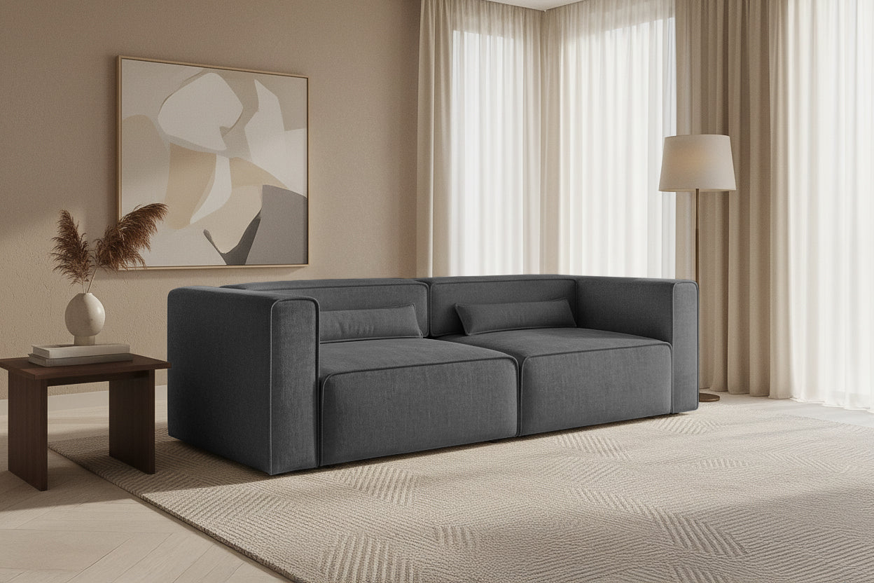 Canapea Extensibilă 3 locuri ZANETTO, cu 2 lăzi depozitare, 240x100x70 cm, #color_Gri-Onyx