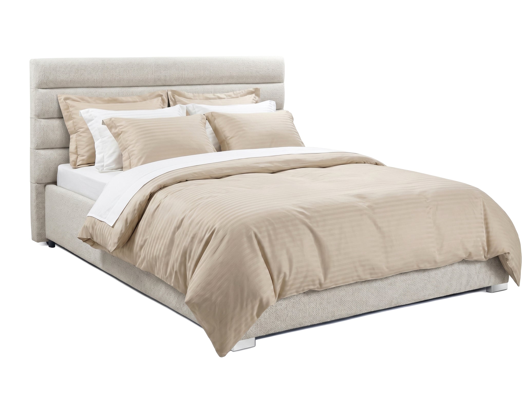 Pat Tapițat DIESIS cu somieră rabatabilă și ladă de depozitare 160x200 cm Crem - Outlet