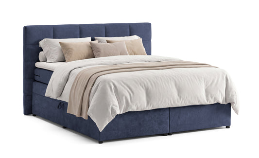 Pat Boxspring Gibson, cu lada de depozitare, Albastru Inchis, Prestigehome.ro, Prestige, #Color_Albastru-Inchis-Enjoy