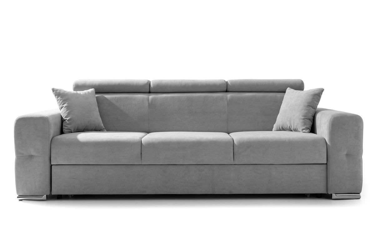 Canapea Extensibila 3 locuri BELLAGIO, cu tetiere, 235x95x85 cm - Prestigehome.ro - Canapea 3 Locuri - Prestige - #color_Gri-Deschis-Enjoy