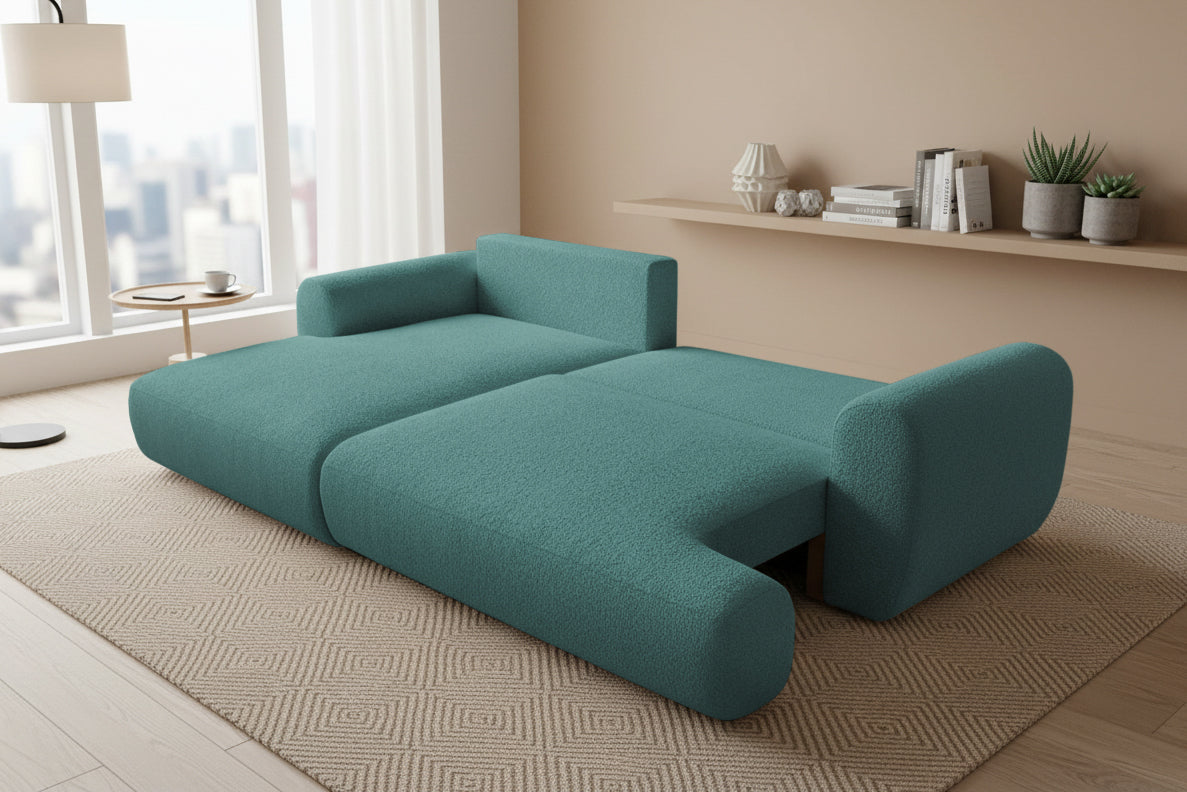 Colțar Extensibil 3 locuri NOA, cu ladă de depozitare, 270x155x80 cm, #color_Albastru-Anthology