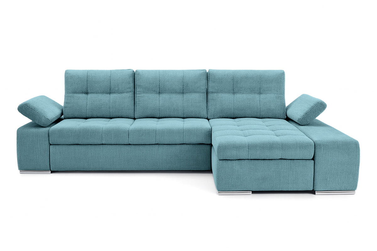 Colțar Extensibil VENETIA, cu ladă de depozitare, variante stânga/dreapta 290x170x80 cm, #color_Turcoaz-Memphis