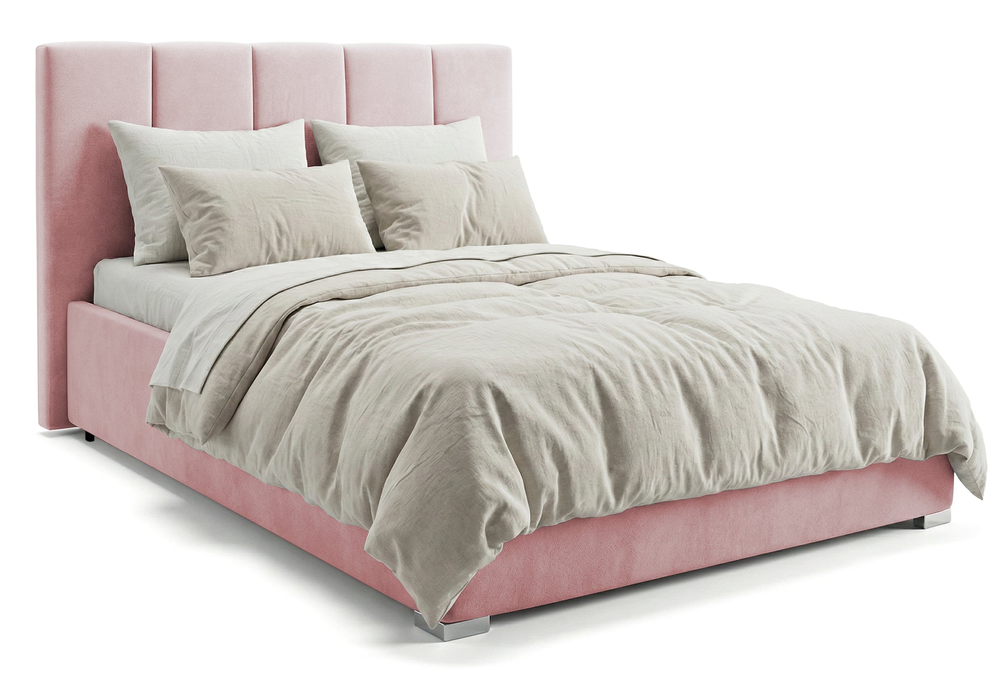 Pat Tapițat Luna, cu somieră rabatabilă și ladă de depozitare