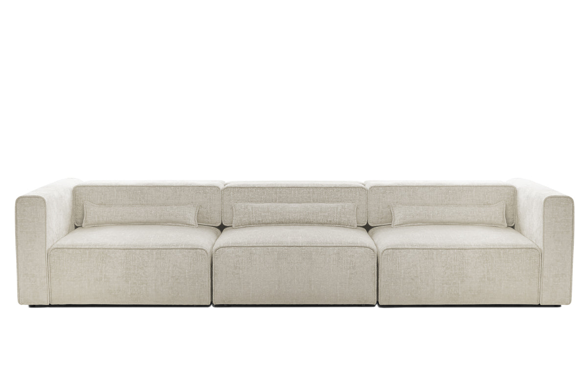 Canapea Extensibilă 4 locuri ZANETTO, cu 3 lăzi depozitare, 340x100x70 cm, #color_Crem-Onyx