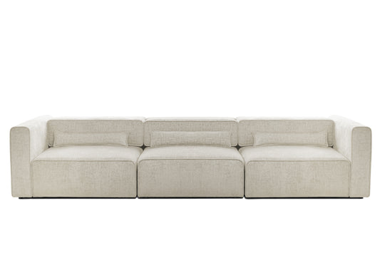 Canapea Extensibilă 4 locuri ZANETTO, cu 3 lăzi depozitare, 340x100x70 cm, #color_Crem-Onyx