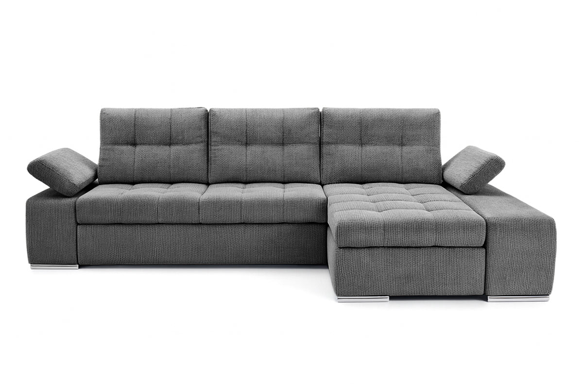 Colțar Extensibil VENETIA, cu ladă de depozitare, variante stânga/dreapta 290x170x80 cm, #color_Gri-Inchis-Memphis