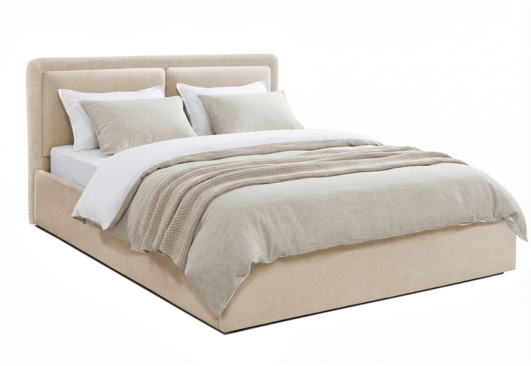 Pat Tapițat PIEMONTE, cu somieră rabatabilă și ladă de depozitare