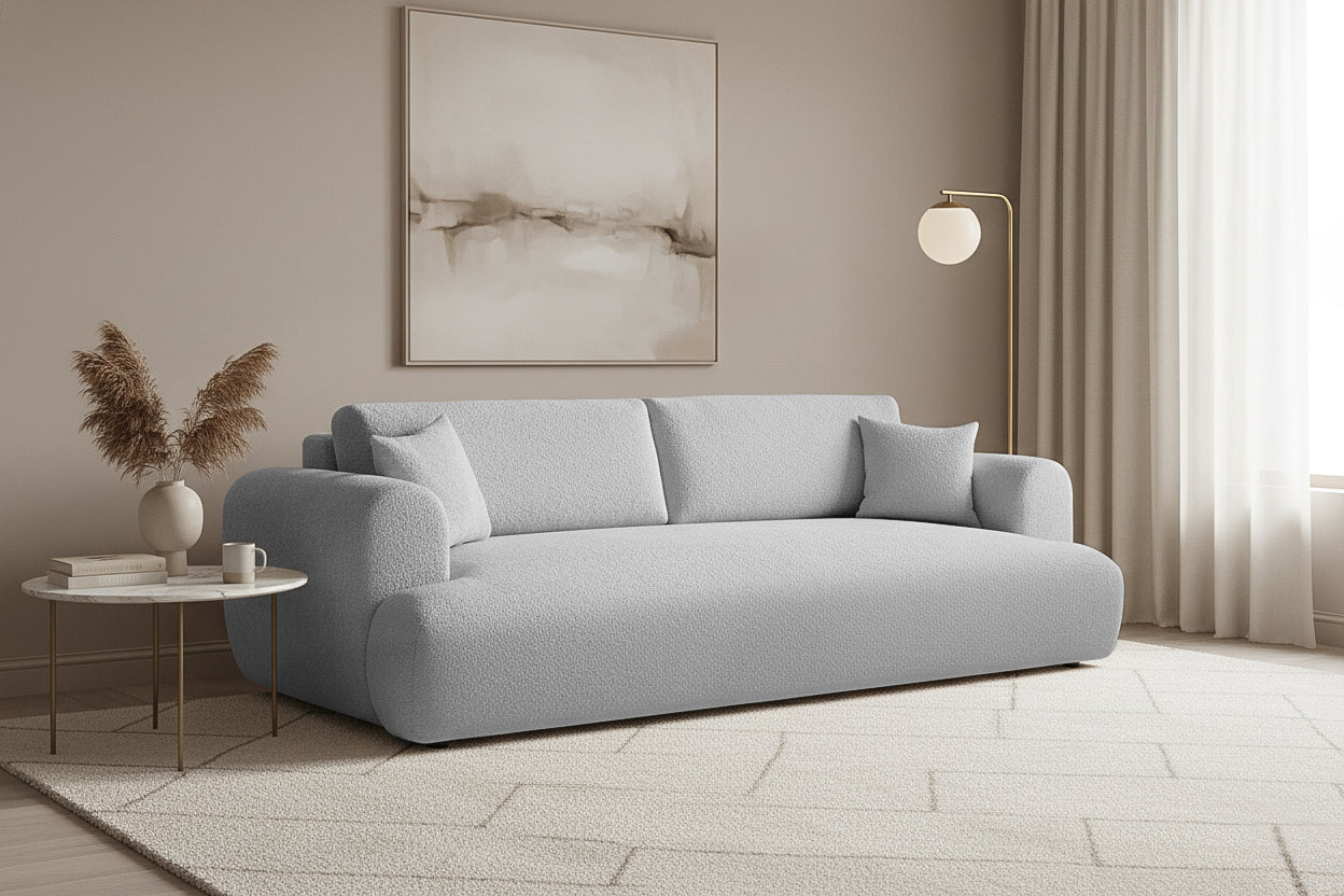 Canapea Extensibilă 3 locuri NOA, cu ladă depozitare, 244x108x80 cm, #color_Gri-Argintiu-Anthology