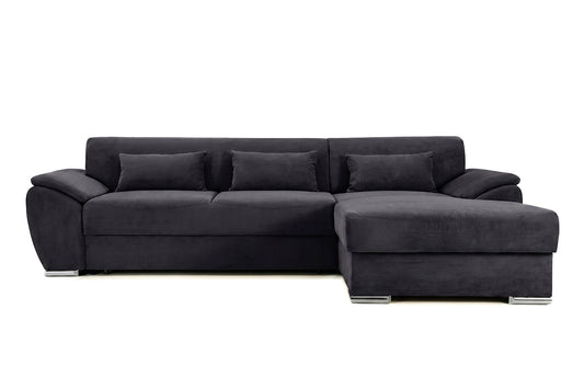 Colțar Extensibil PICASSO, cu ladă de depozitare, varianta dreapta, 295x168x80 cm, Negru Cerneală - Outlet