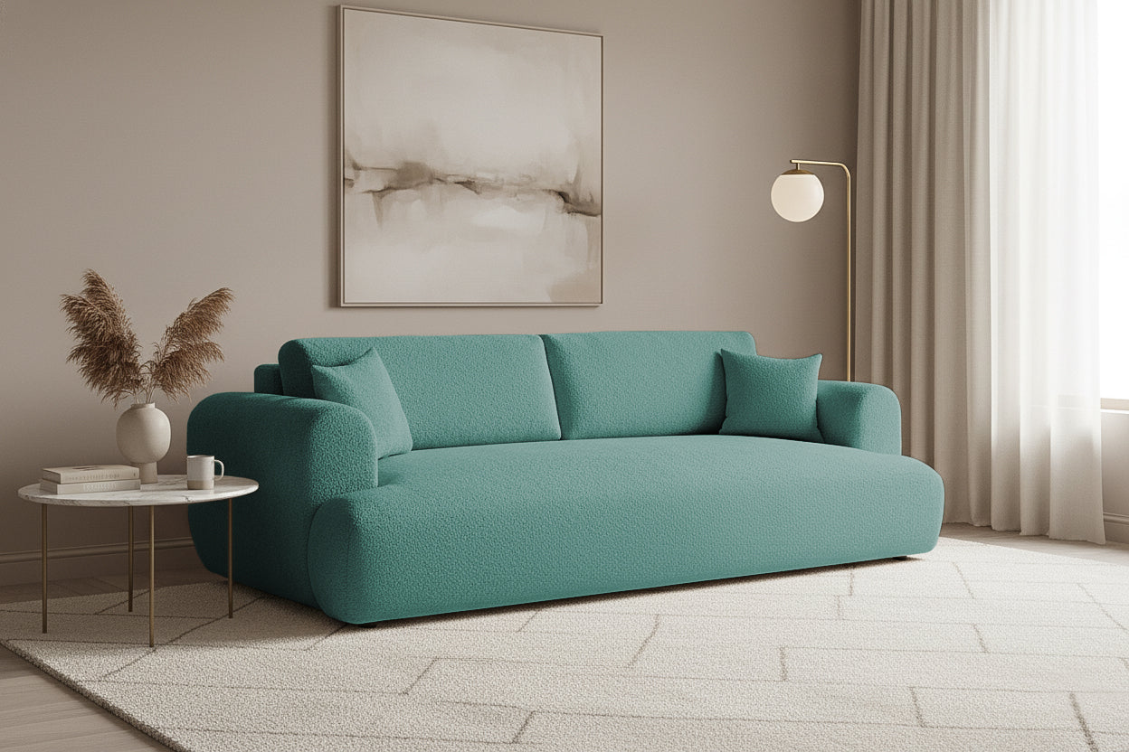 Canapea Extensibilă 3 locuri NOA, cu ladă depozitare, 244x108x80 cm, #color_Albastru-Anthology