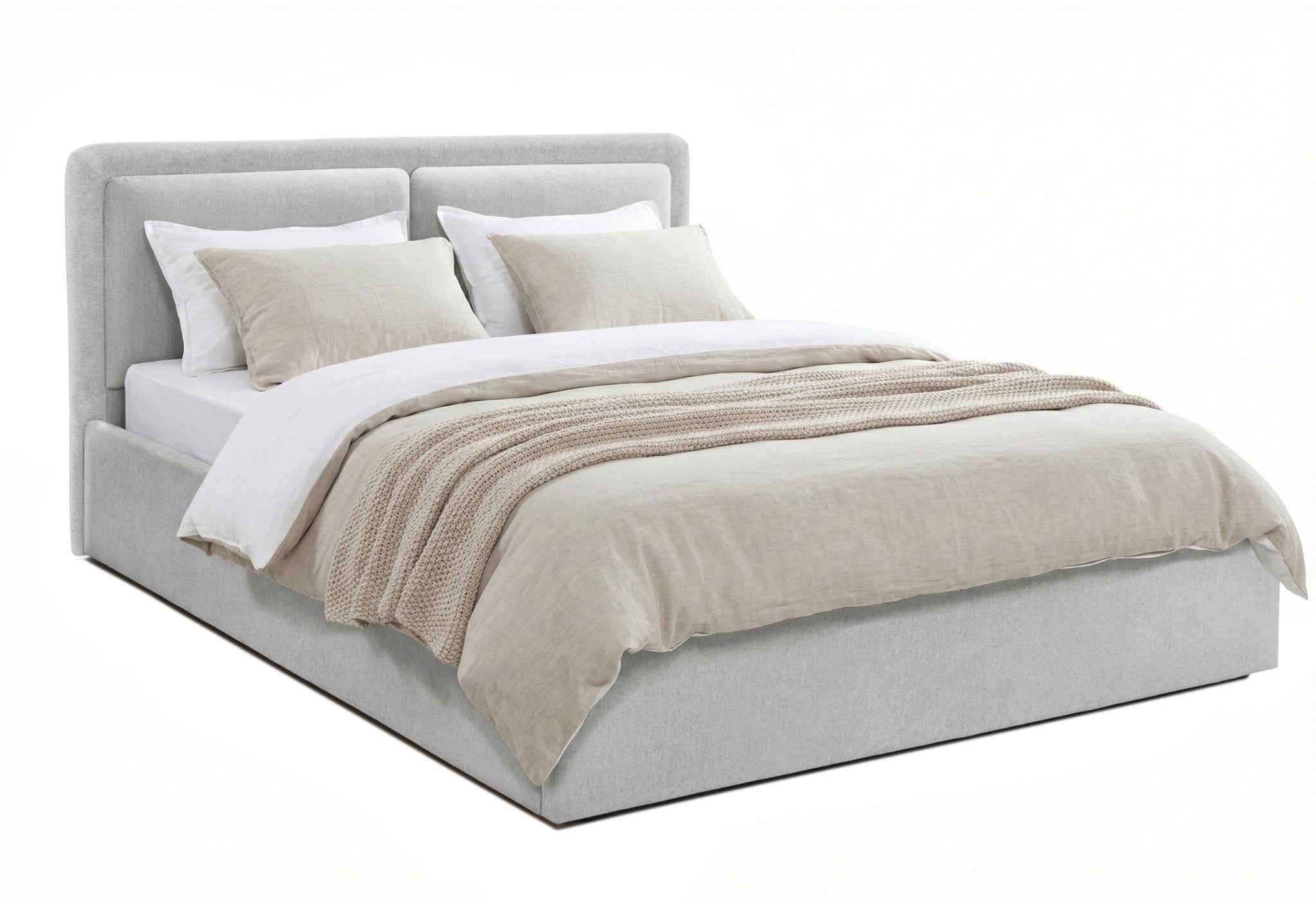 Pat Tapițat PIEMONTE, cu somieră rabatabilă și ladă de depozitare