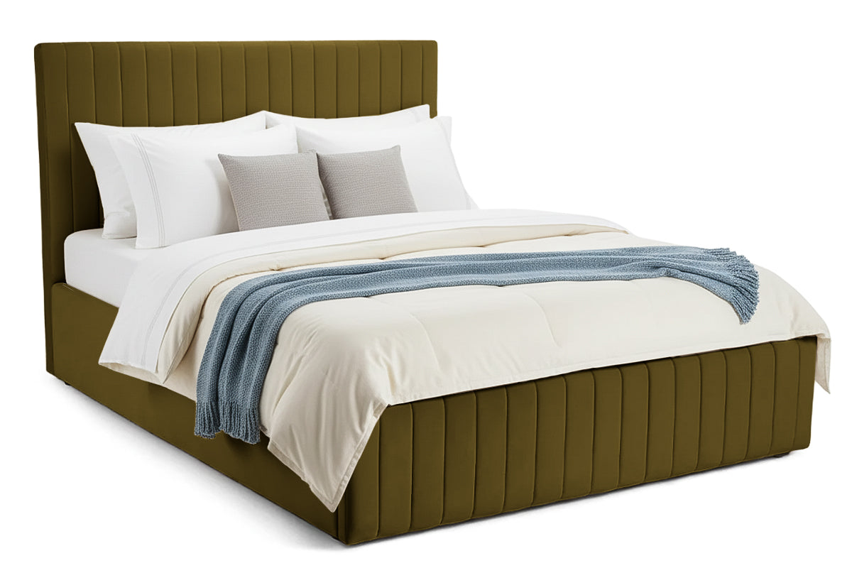 Pat Tapițat Sara, cu somieră rabatabilă și ladă depozitare #color_Verde-Velluto