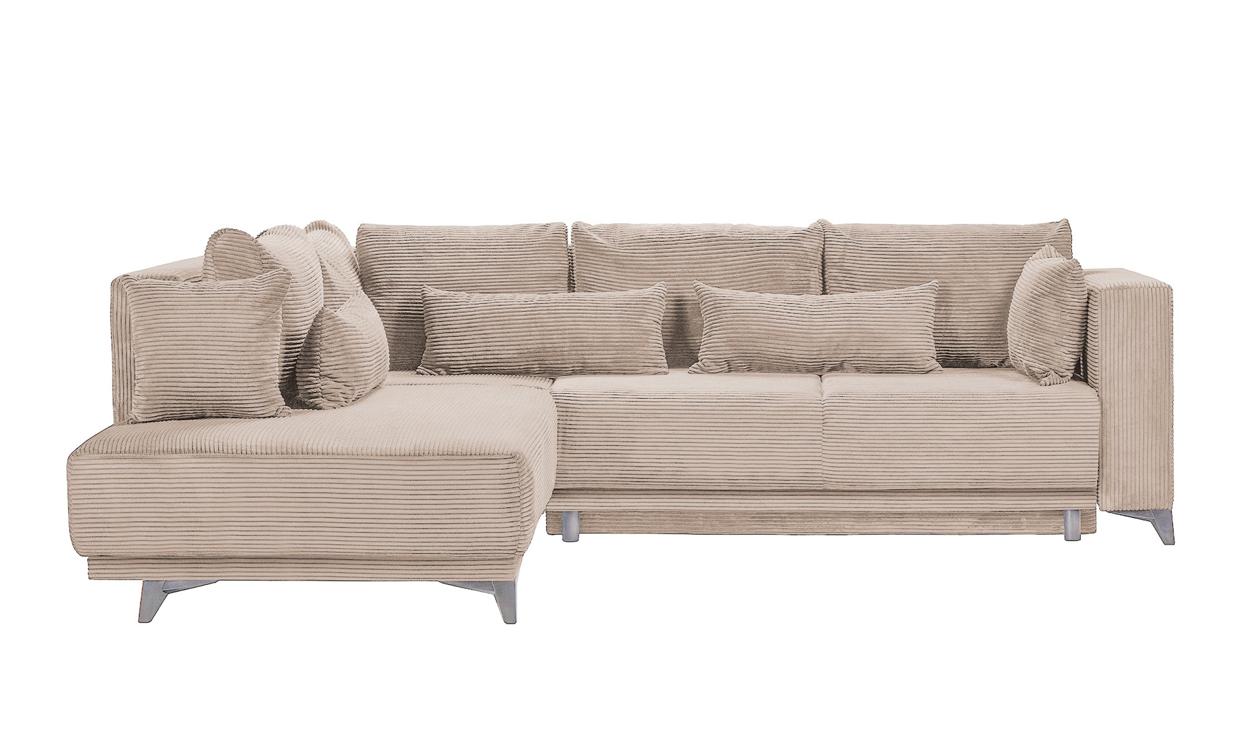 Colțar Extensibil NOMAD, cu ladă de depozitare, variante stânga/dreapta 280x215x90 cm, Prestigehome.ro, #color_Maro-Deschis-Zoom