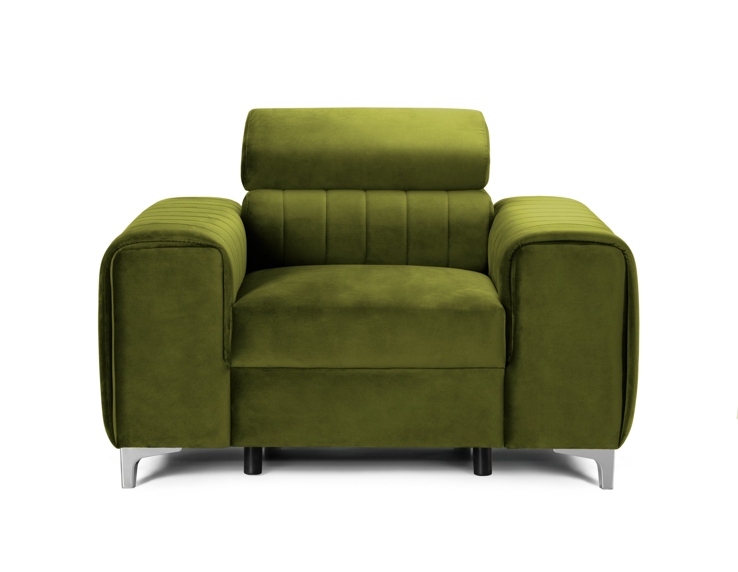 Fotoliu TIME, tetieră reglabilă, suport lombar, 125x97x94 cm, #color_Verde-Olive-Velluto