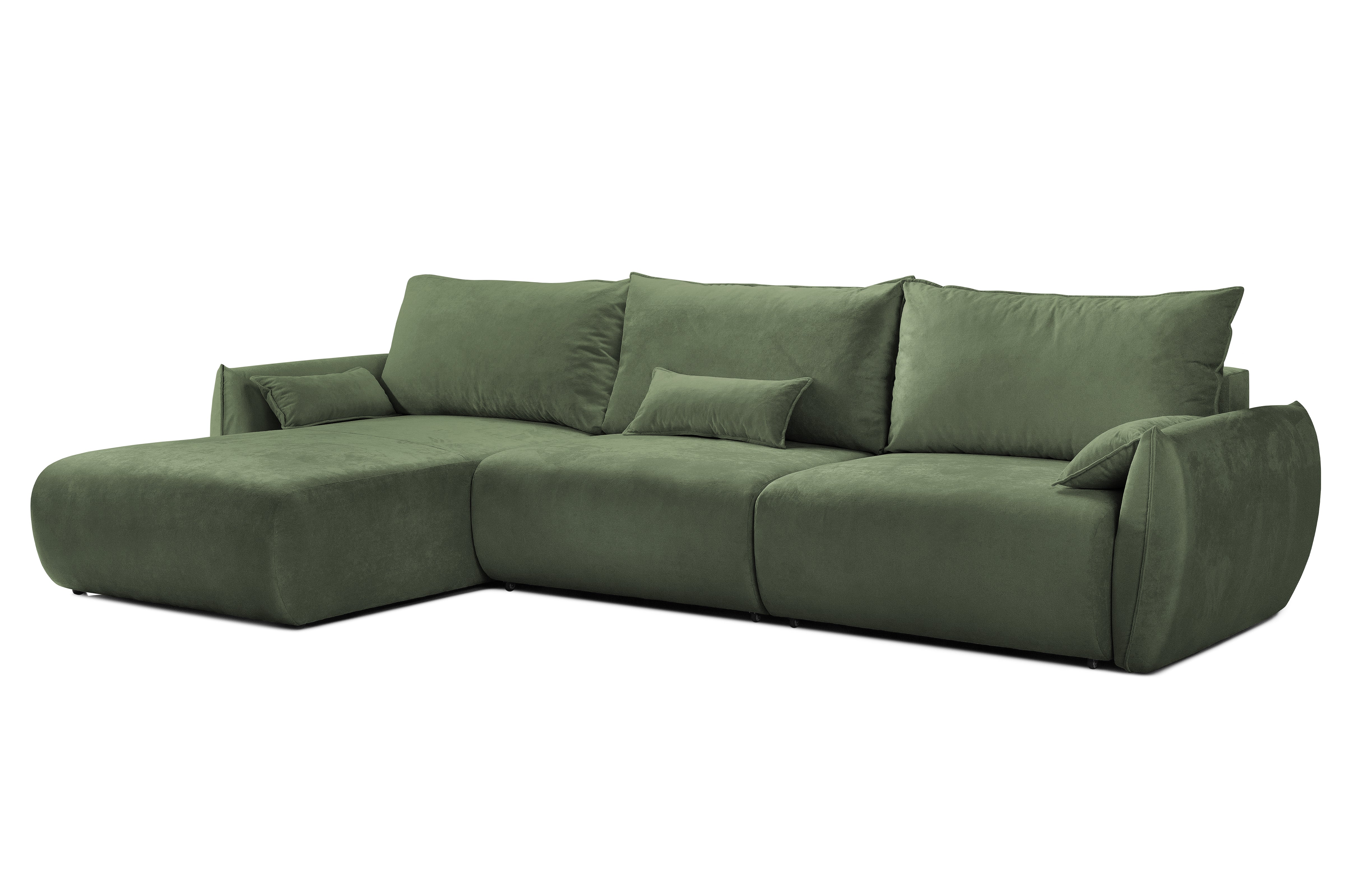 Colțar Extensibil OSAKA, cu 2 lăzi depozitare, șezlong interschimbabil, 338x190x87 cm, #color_Verde-Havana