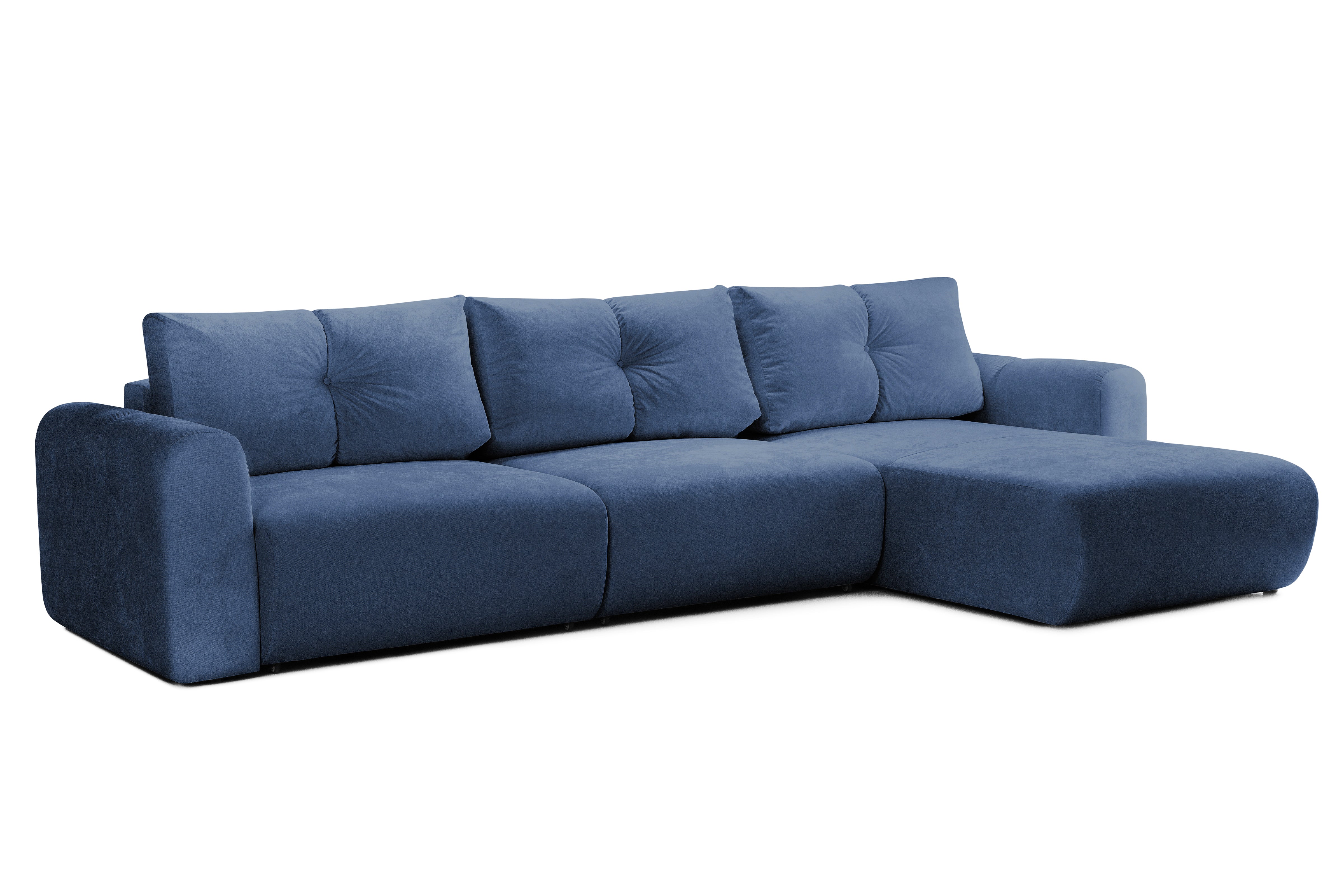 Colțar Extensibil GEORGIA, cu 2 lăzi depozitare, șezlong interschimbabil, 348x190x87 cm, #color_Albastru-Havana