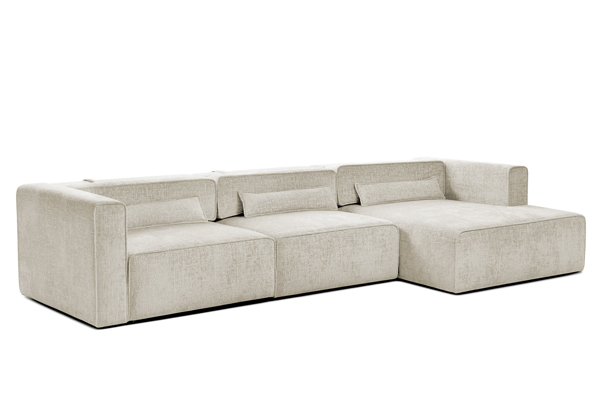 Colțar Extensibil 5 locuri ZANETTO, cu ladă de depozitare, 340x160x70 cm, #color_Crem-Onyx