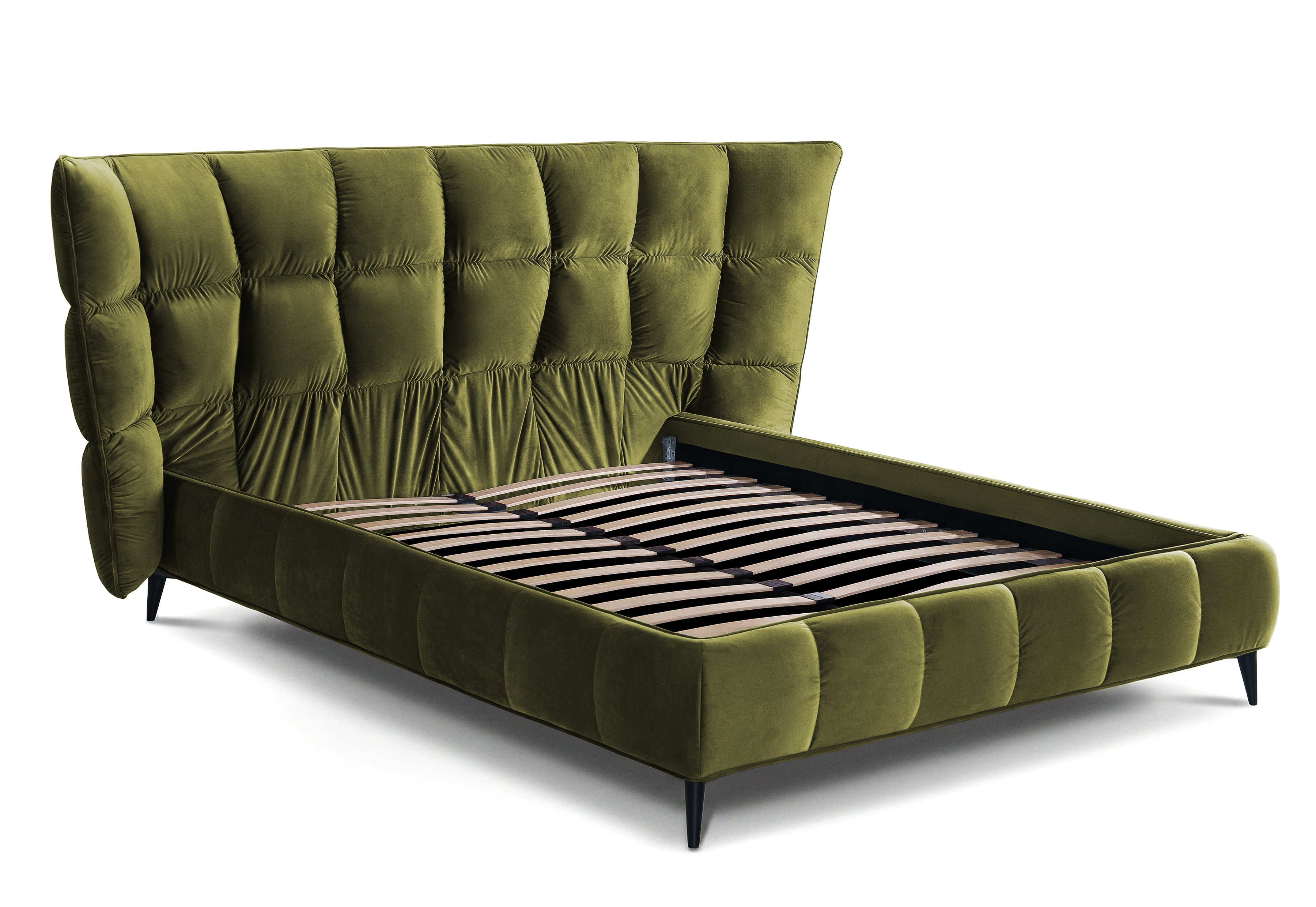 Pat Tapițat Ador, cu somieră fixă, #color_Verde-Olive-Velluto