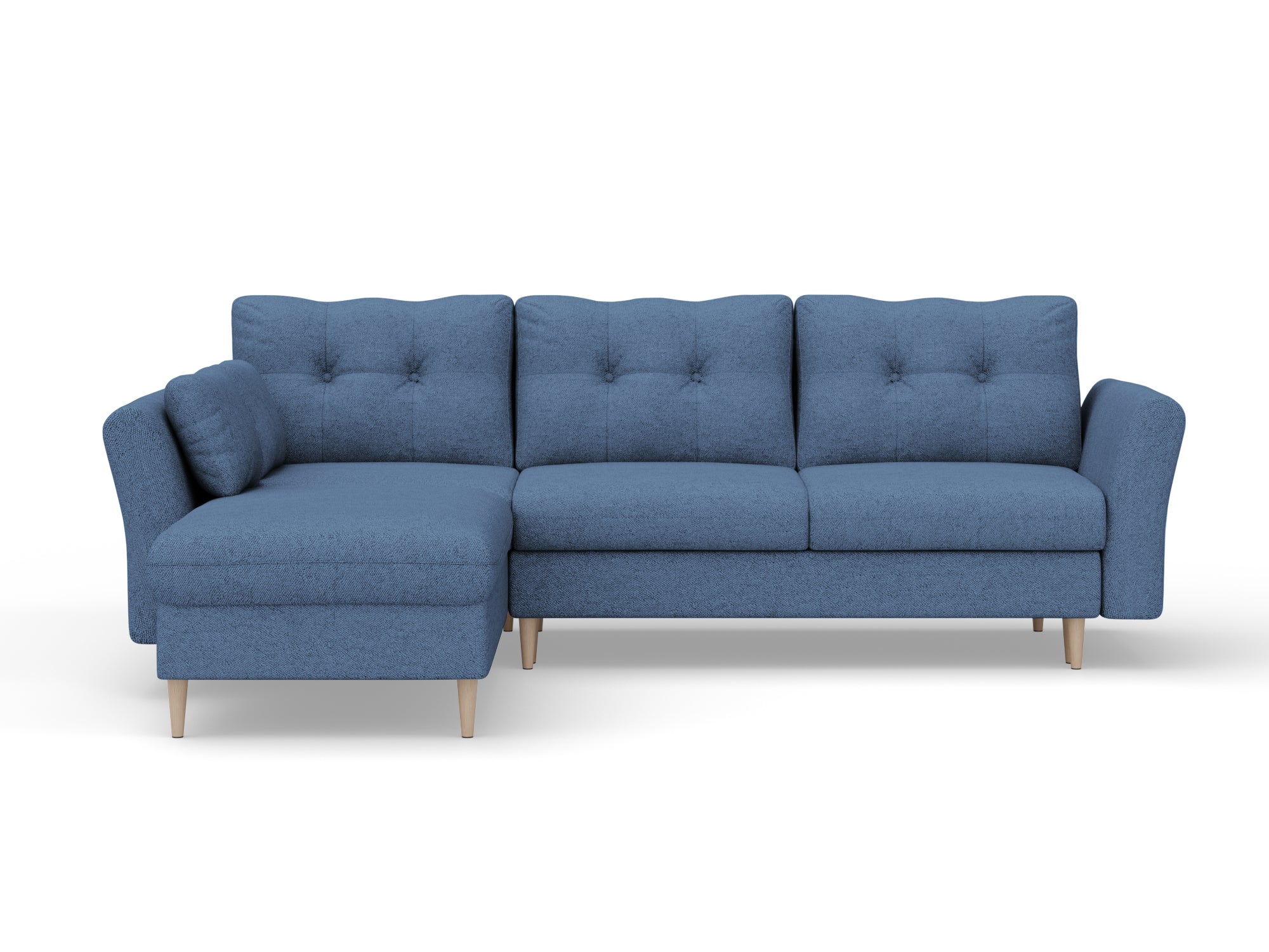 Colțar Extensibil STOCHOLM, cu ladă de depozitare, varianta pe stânga, 270x210x90 cm, albastru deschis - Outlet
