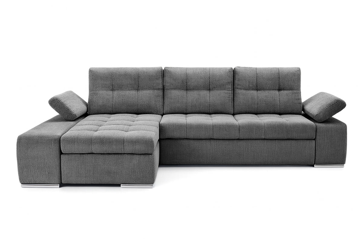 Colțar Extensibil VENETIA, cu ladă de depozitare, variante stânga/dreapta 290x170x80 cm, #color_Gri-Inchis-Memphis