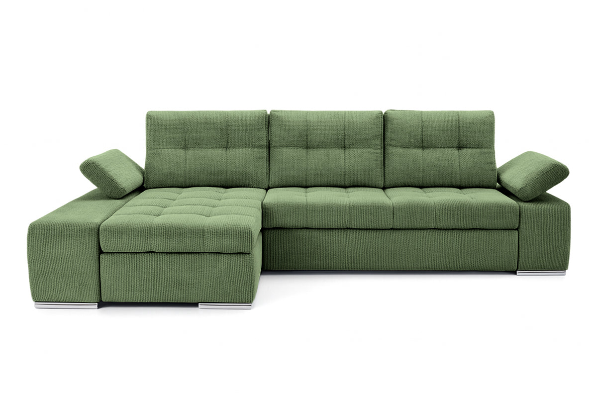 Colțar Extensibil VENETIA, cu ladă de depozitare, variante stânga/dreapta 290x170x80 cm, #color_Verde-Memphis
