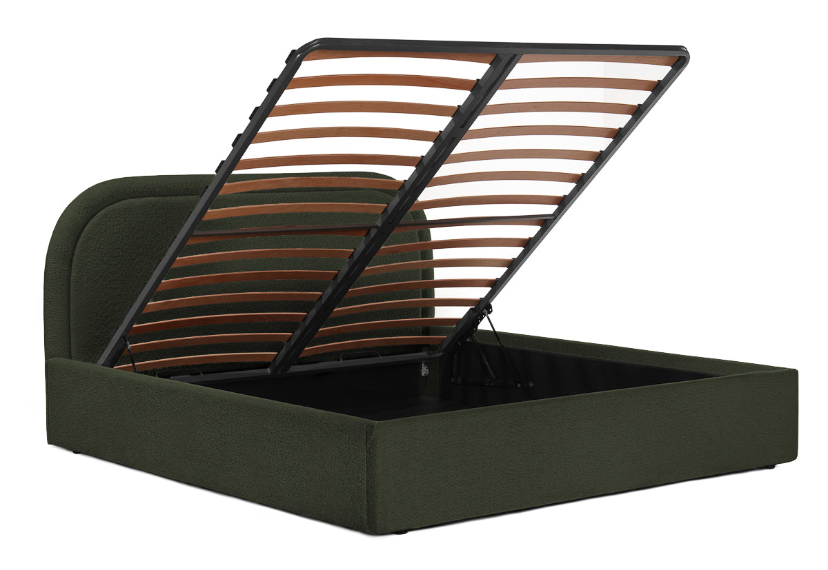 Pat Tapițat Cloud, cu somieră rabatabilă și ladă de depozitare, #color_Anthology-Verde