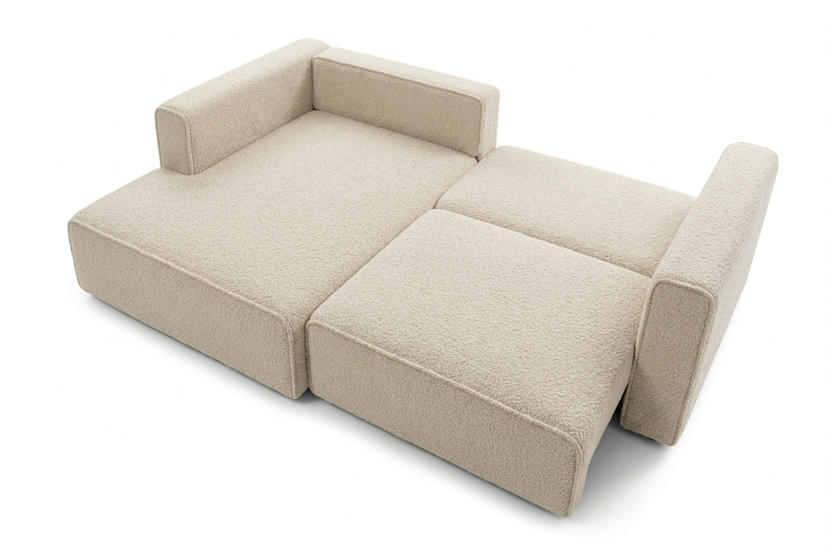Colțar Extensibil 3 locuri ZANETTO, cu ladă de depozitare, 240x157x70 cm, Crem - Outlet