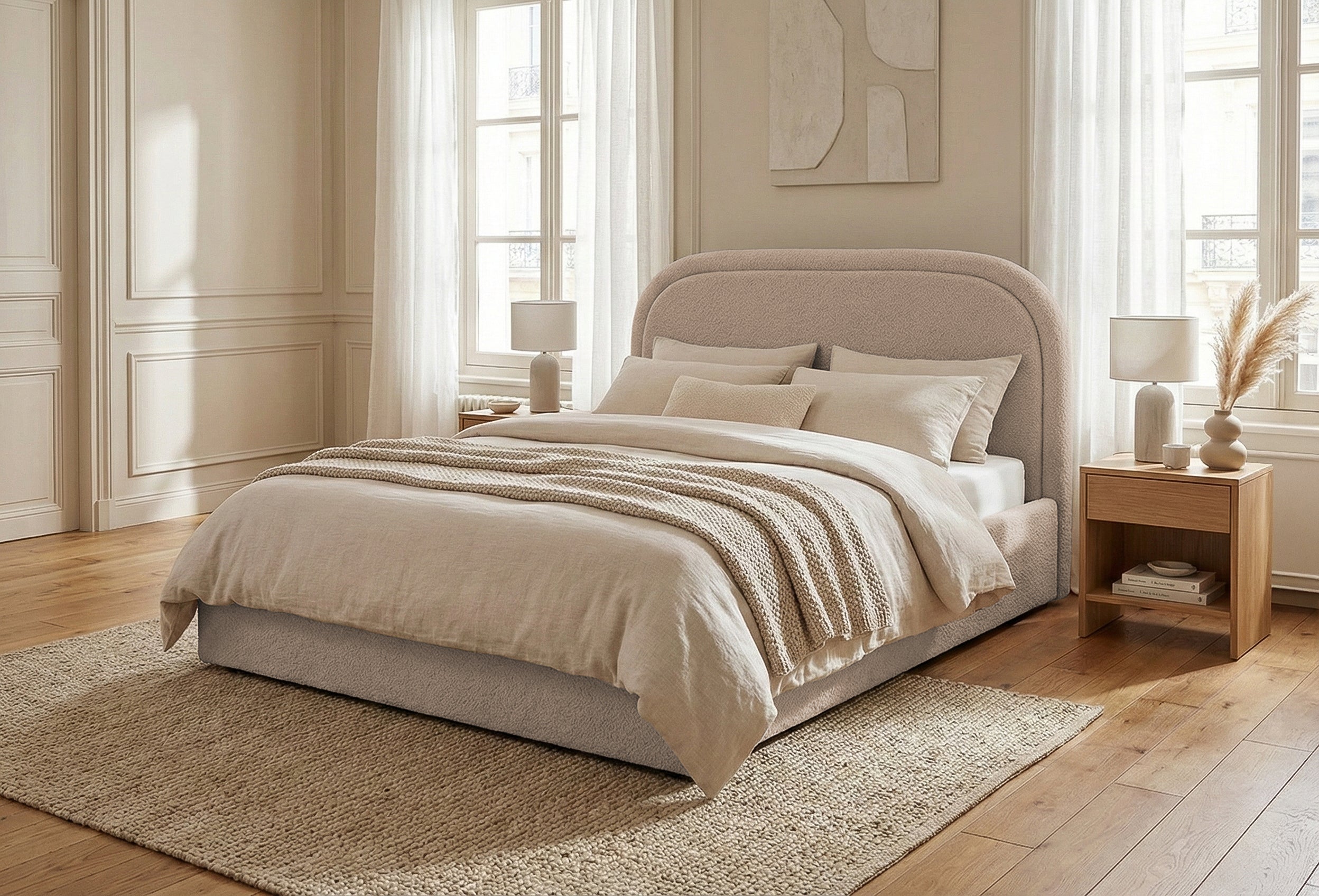 Pat Tapițat Cloud, cu somieră rabatabilă și ladă de depozitare, #color_Anthology-Bej