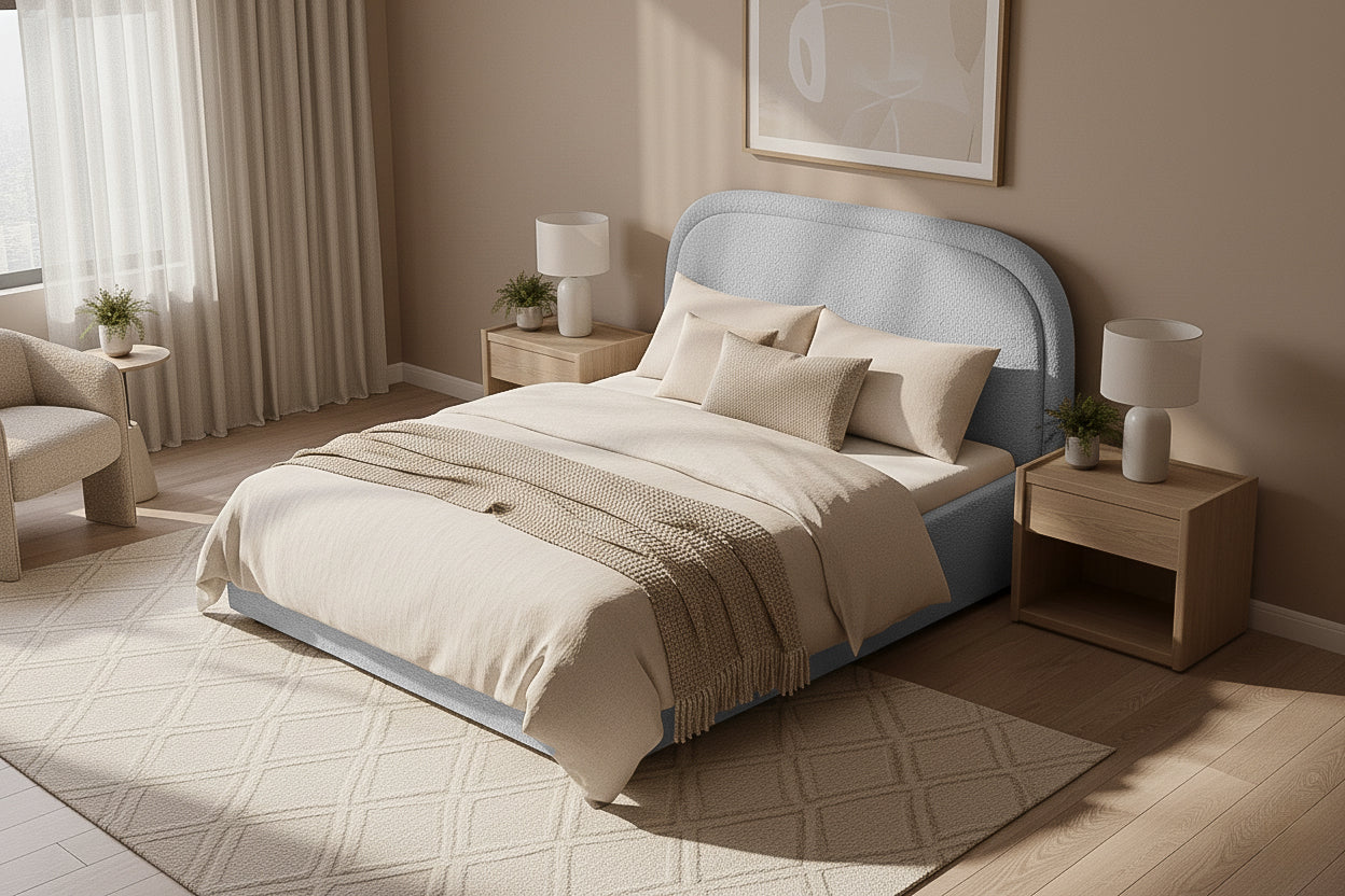 Pat Tapițat Cloud, cu somieră rabatabilă și ladă de depozitare, #color_Anthology-Gri