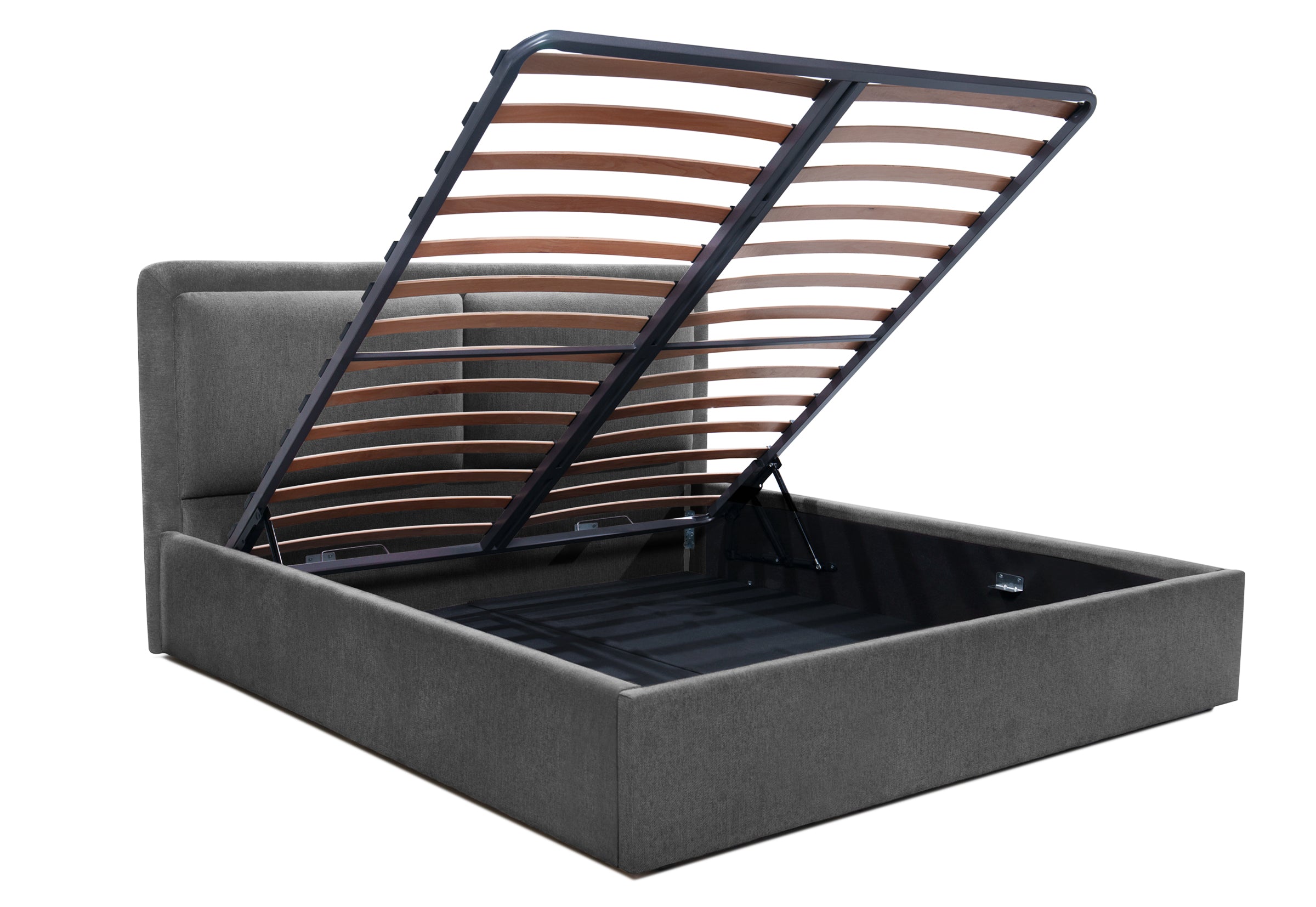 Pat Tapițat PIEMONTE, cu somieră rabatabilă și ladă de depozitare, #color_loft-gri