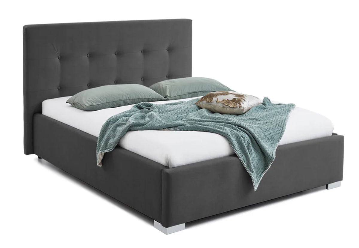 Pat Tapițat Lille, cu somieră rabatabilă și ladă de depozitare