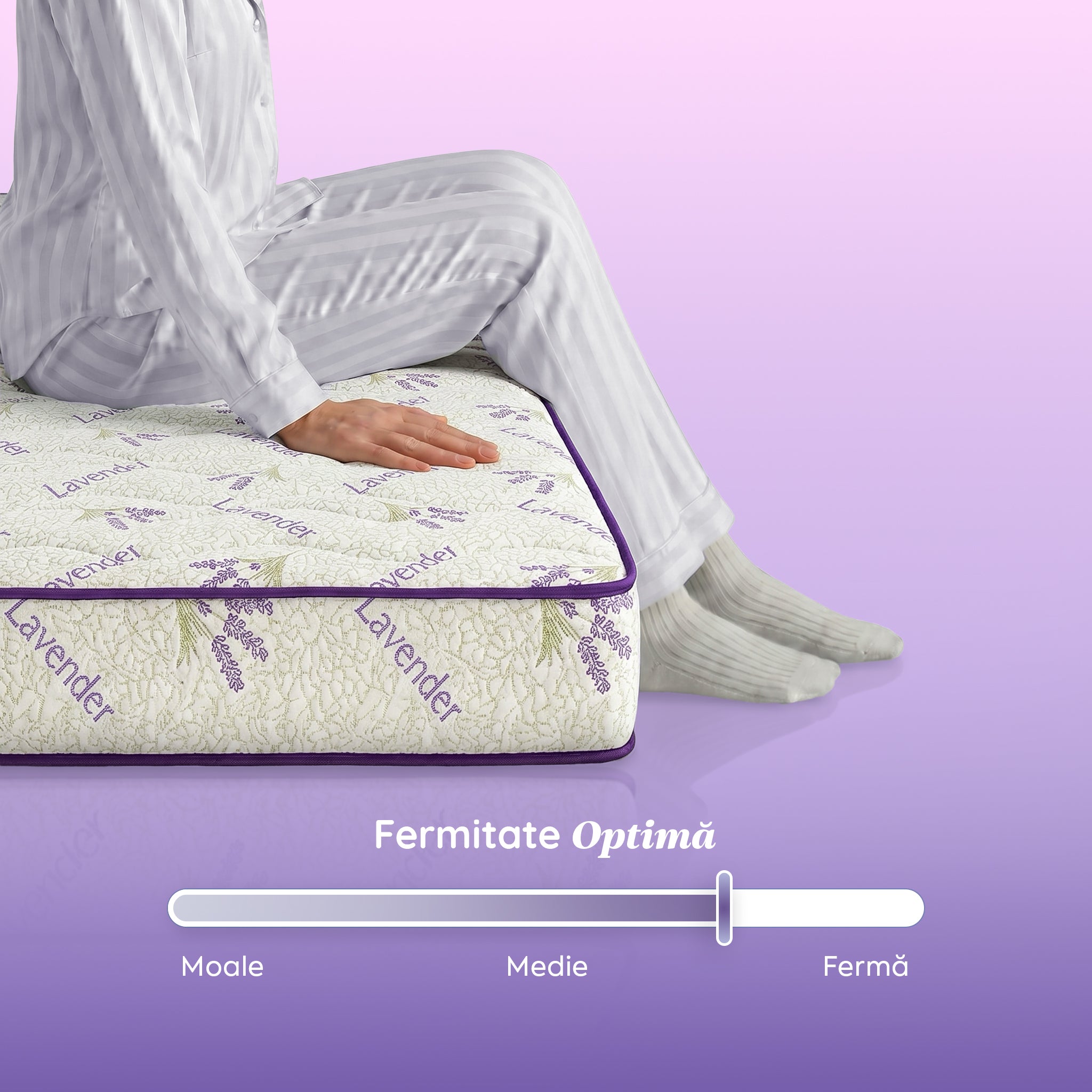 Saltea LAVENDER AIR-FRESH, spumă poliuretanică, reversibilă, hipoalergenică, super ortopedică, Grosime 19 cm  - Prestige Home