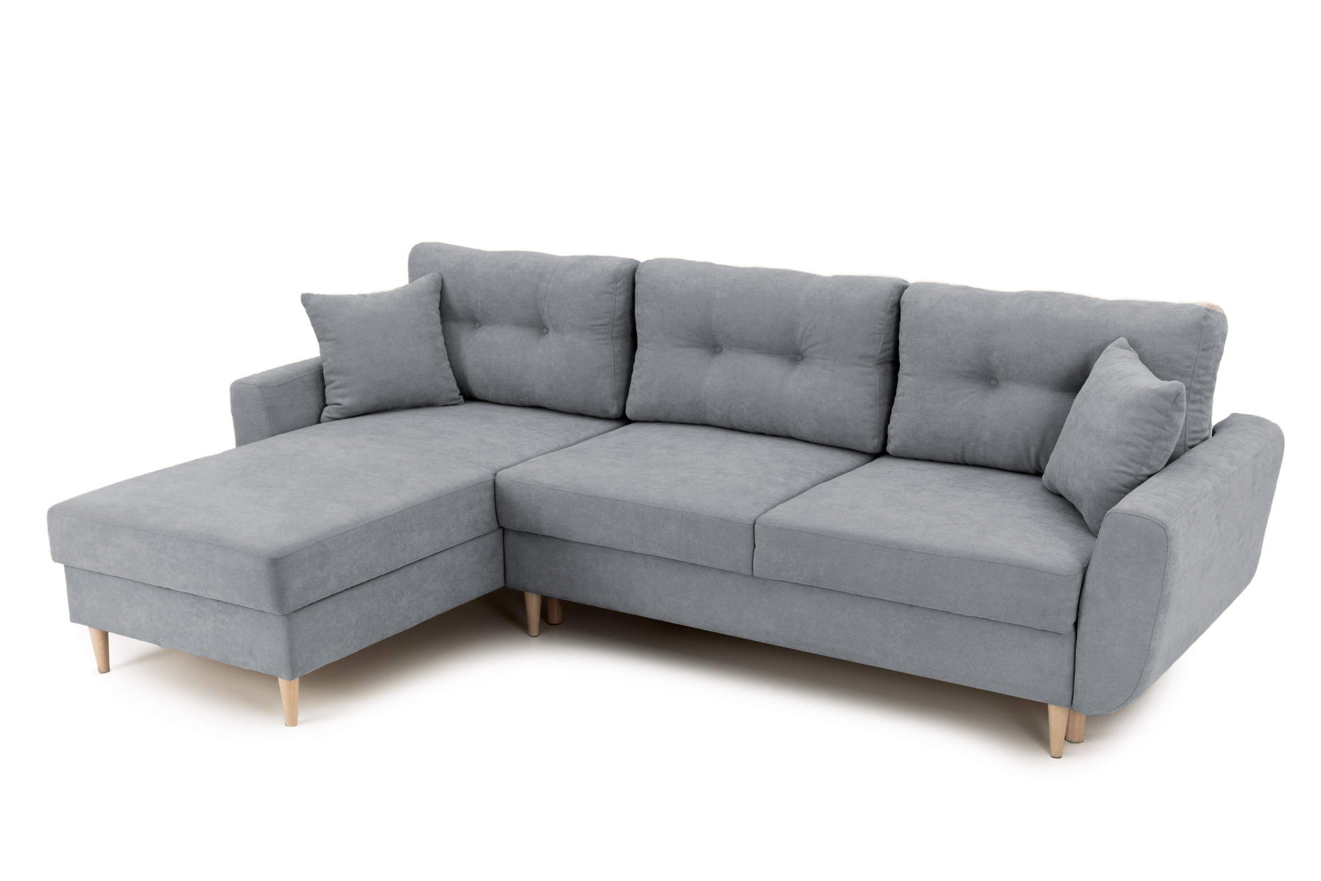 Colțar Extensibil HELSINKI, cu ladă de depozitare, varianta stânga, 261x166x82 cm, gri - Outlet