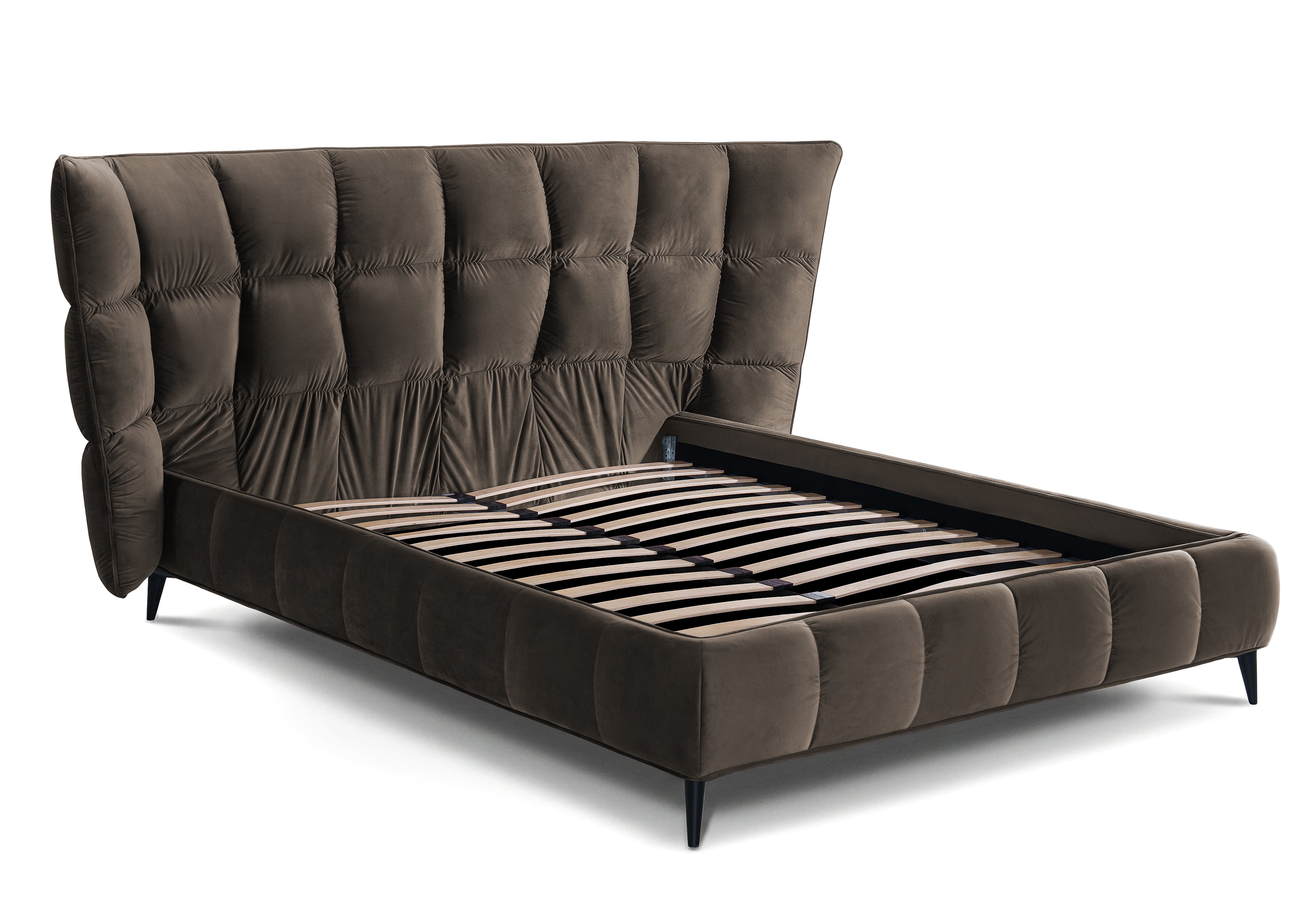 Pat Tapițat Ador, cu somieră fixă, #color_Taupe-Velluto