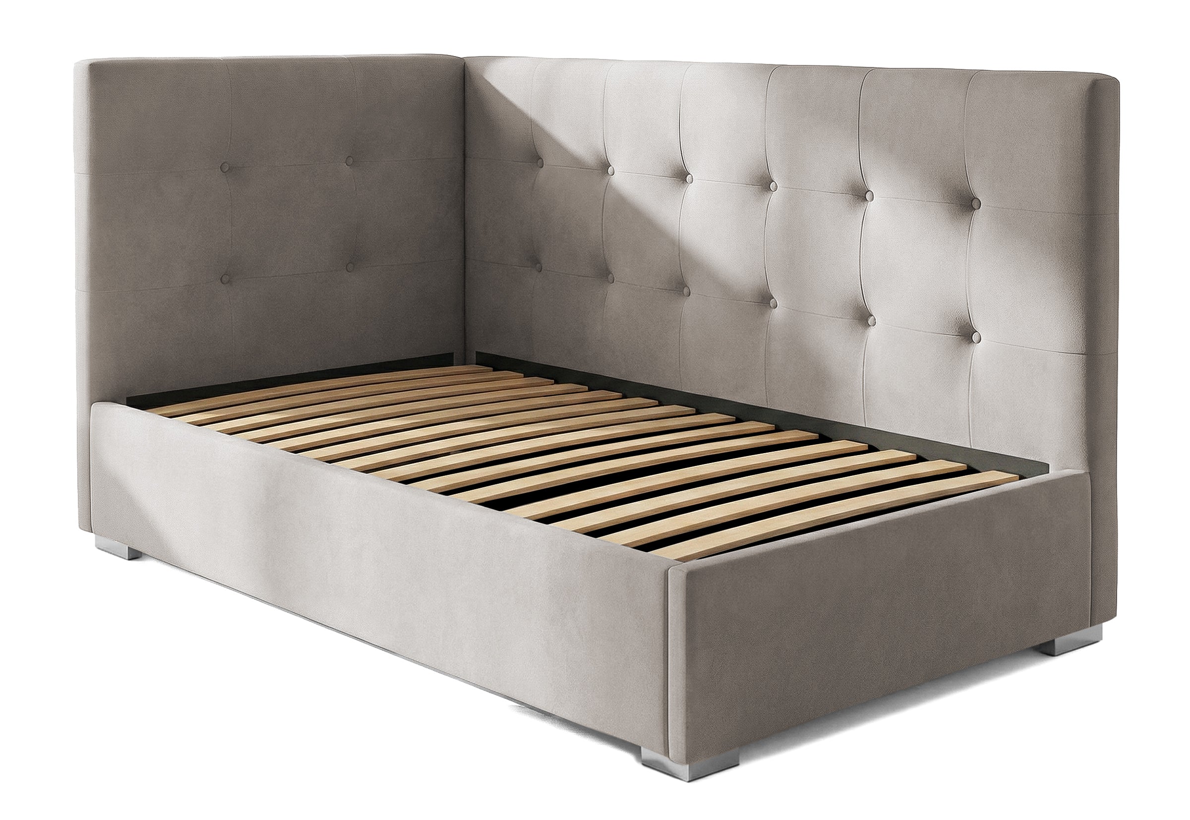 Pat Tapițat Lille de colț, cu somieră rabatabilă și ladă depozitare, #color_Swing-Bej