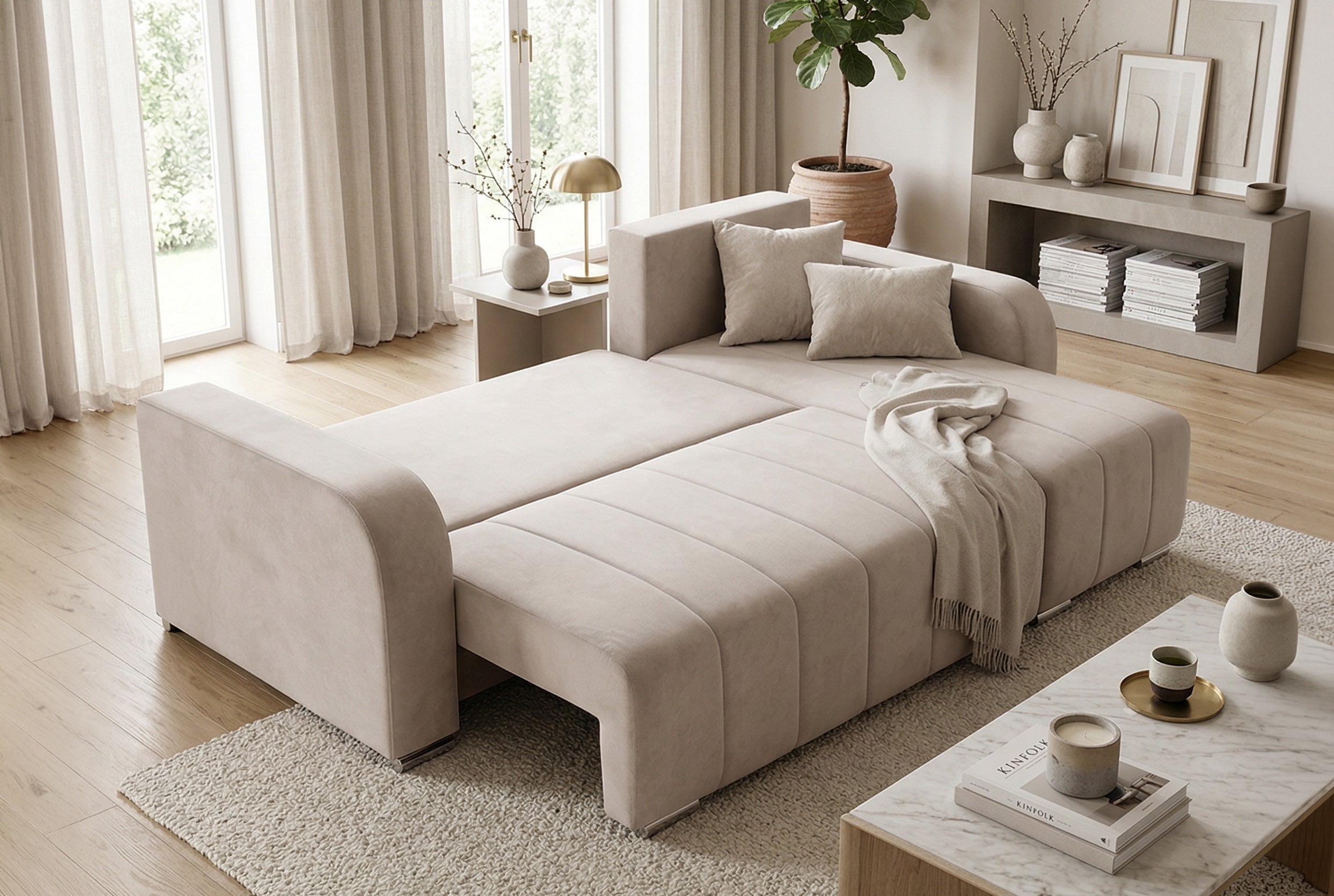 Colțar Extensibil DIEGO, cu lada depozitare, sezlong interschimbabil, 230x190x93cm, Prestigehome.ro, #color_Bej-Whisper