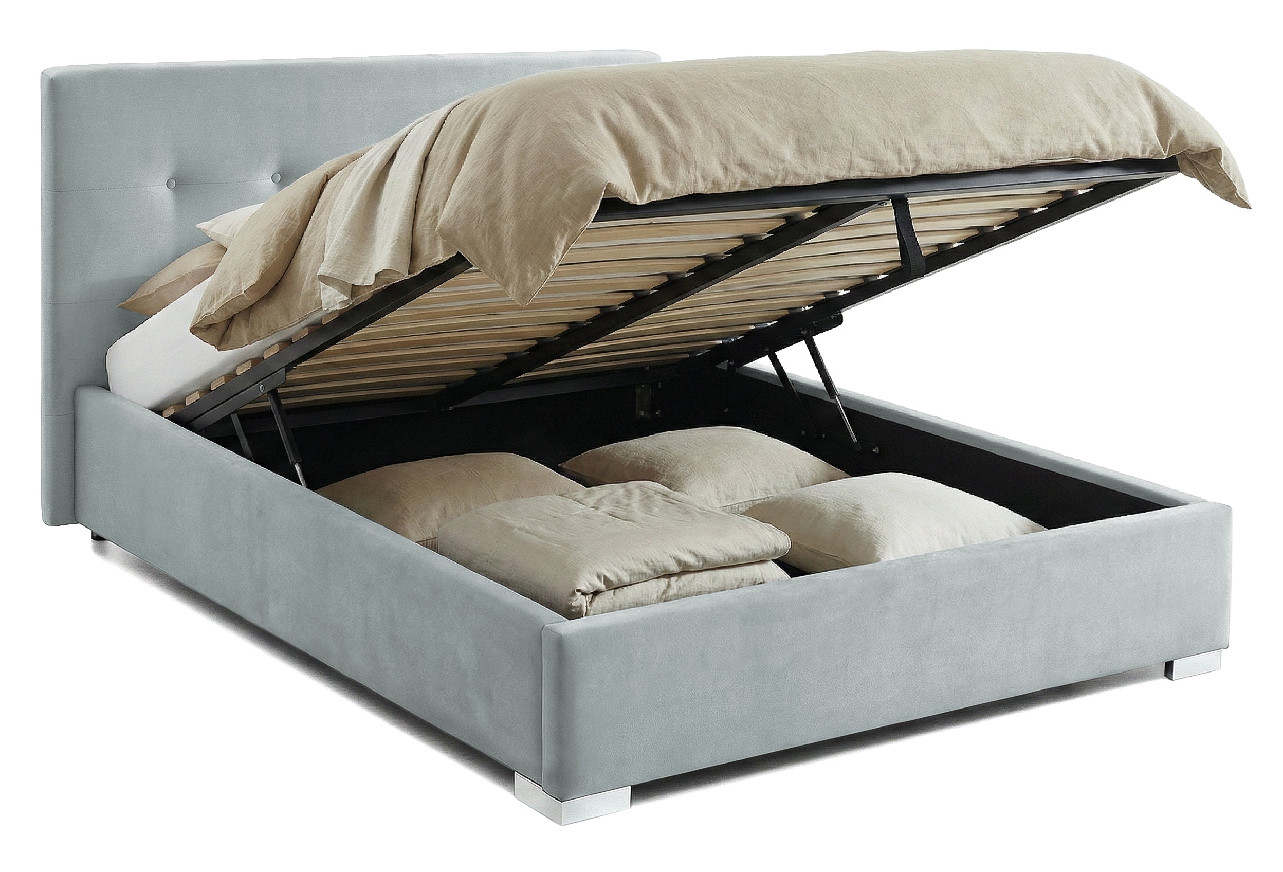 Pat Tapitat Lille, cu Lada Rabatabil, Velur-Antracit, Prestigehome.ro, Prestige, #Color_swing-menta