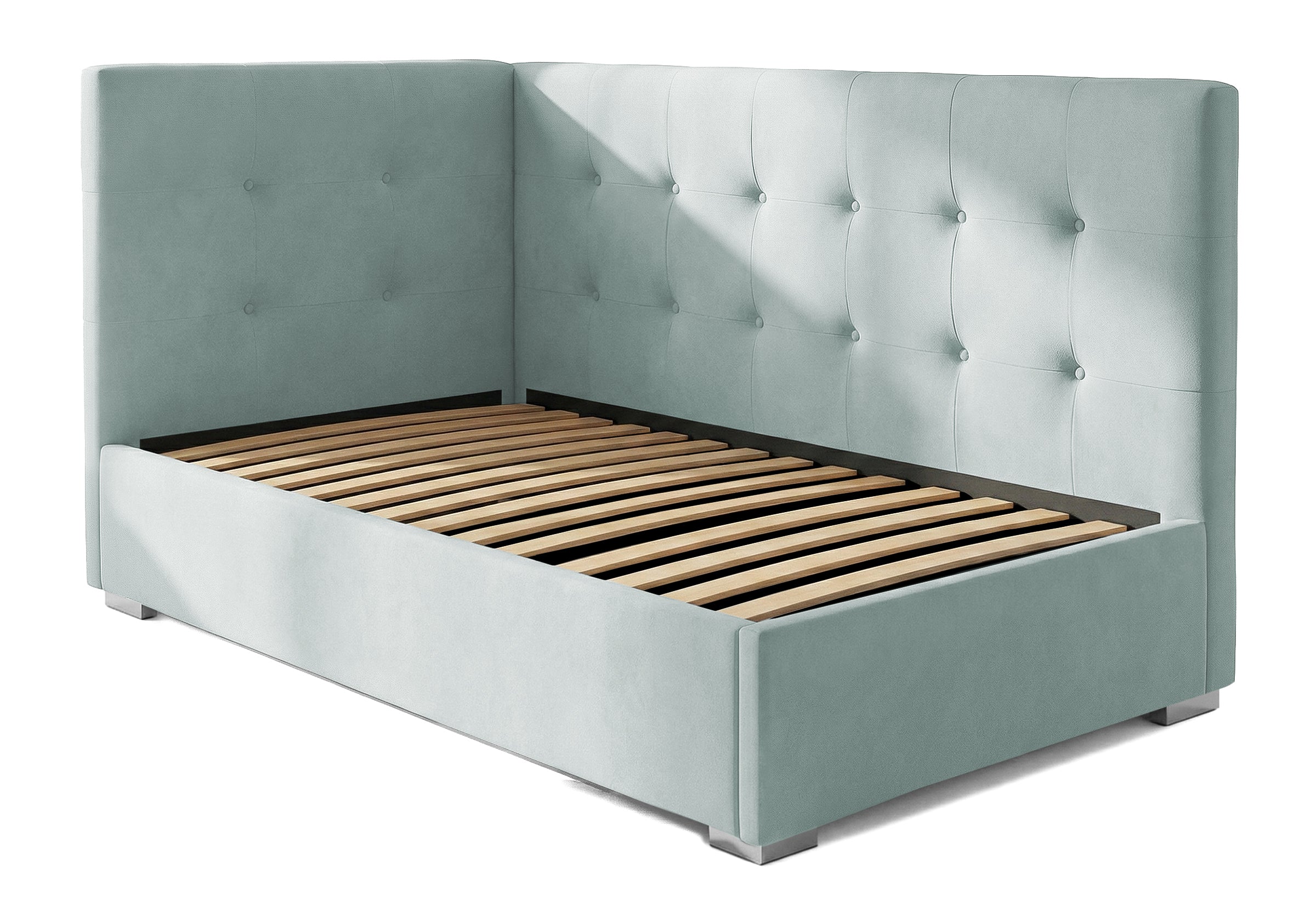 Pat Tapițat Lille de colț, cu somieră rabatabilă și ladă depozitare, #color_Swing-Menta