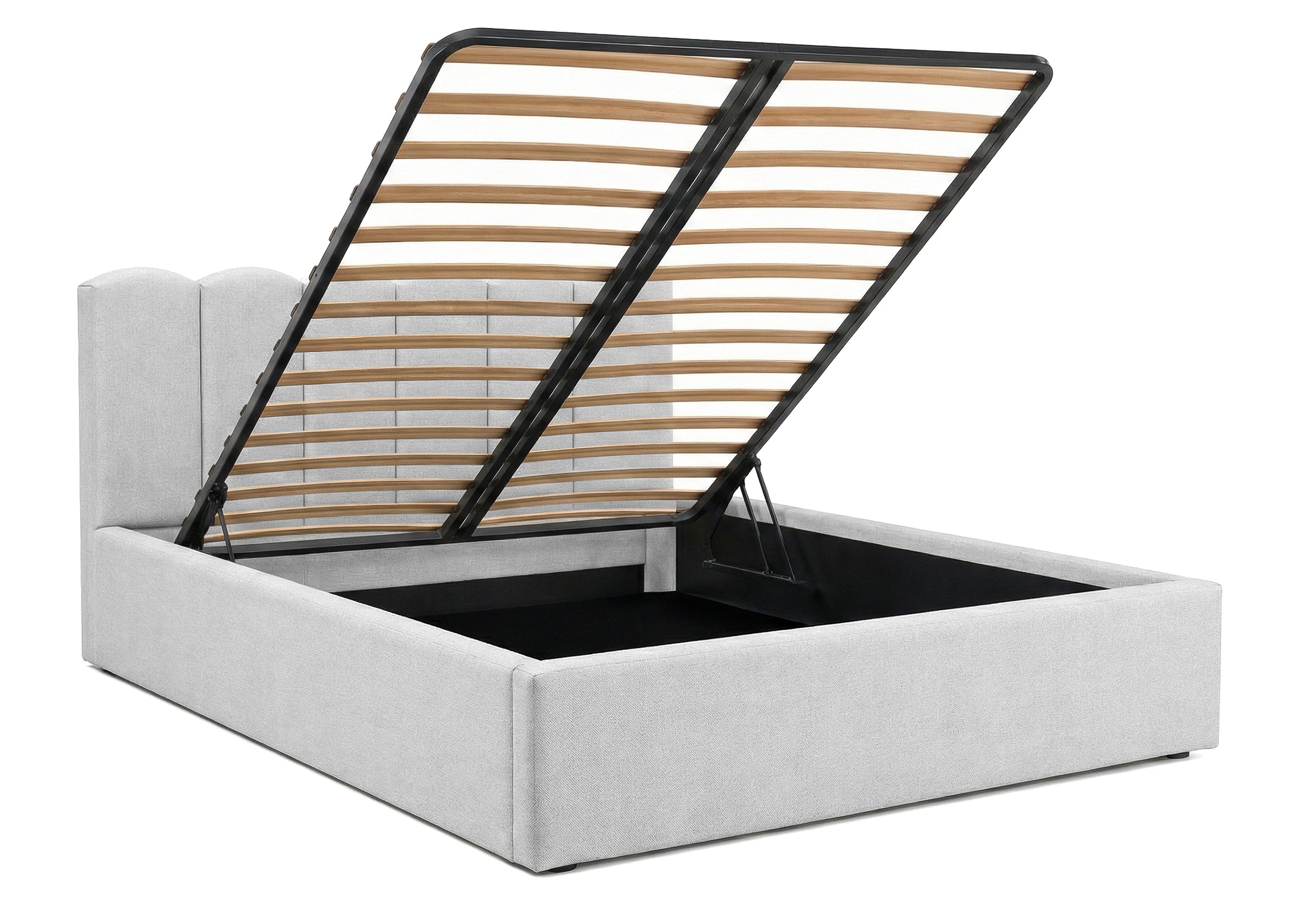 Pat Tapițat PRINCESS, cu somieră rabatabilă și ladă de depozitare, #color_Gri-Cenusiu-Mystery