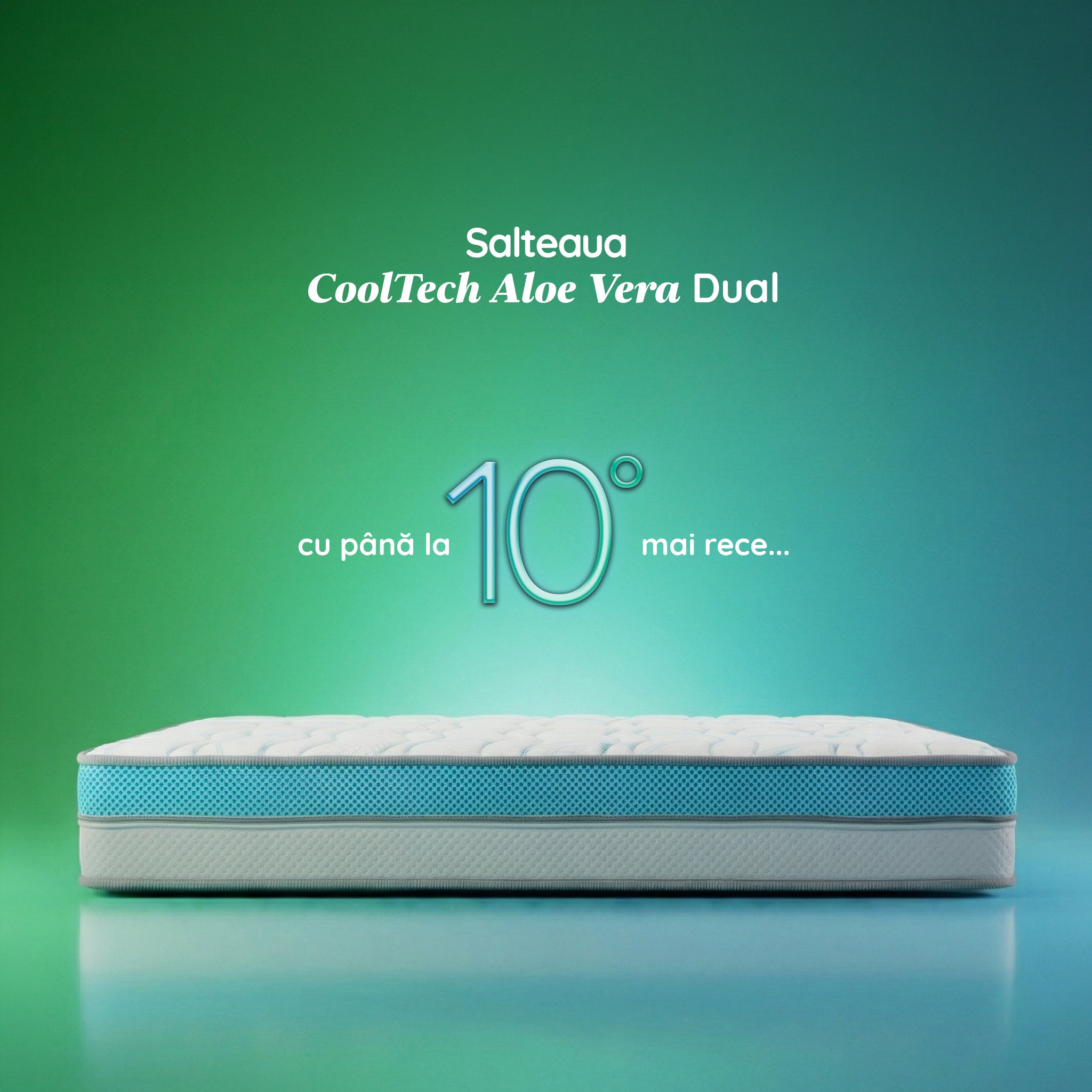 Saltea Ideal Sleep COOLTECH ALOE VERA DUAL, spumă poliuretanică durabilă, spumă High Resilience, husă CoolTech, superortopedică, Grosime 23 cm