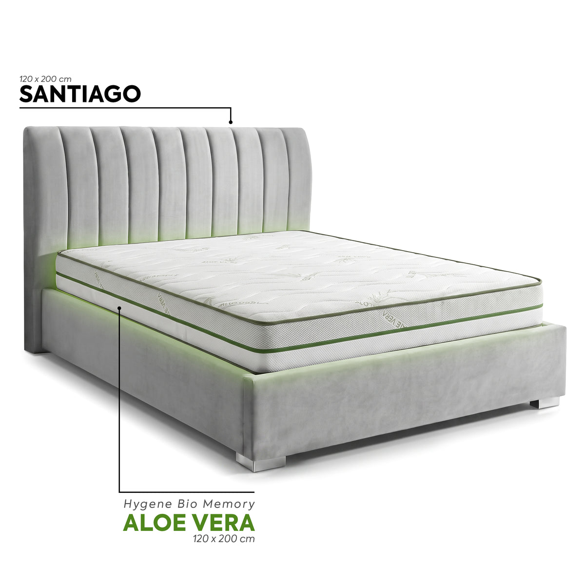 Pachet Pat + Saltea 120x200 Premium Single